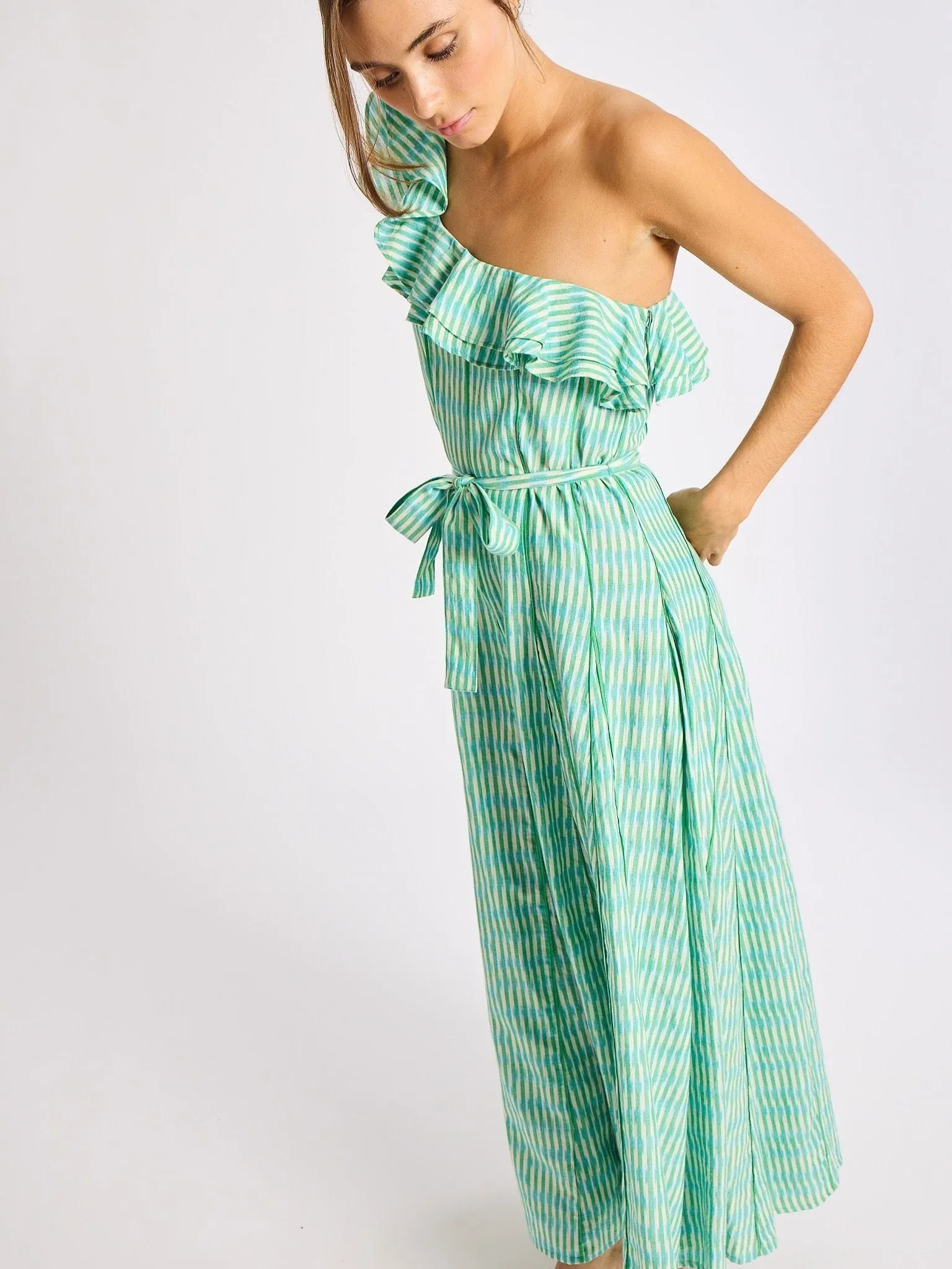 Yvonne Dress in Green & Blue Ikat sold by MILLE product image thumbnail 5