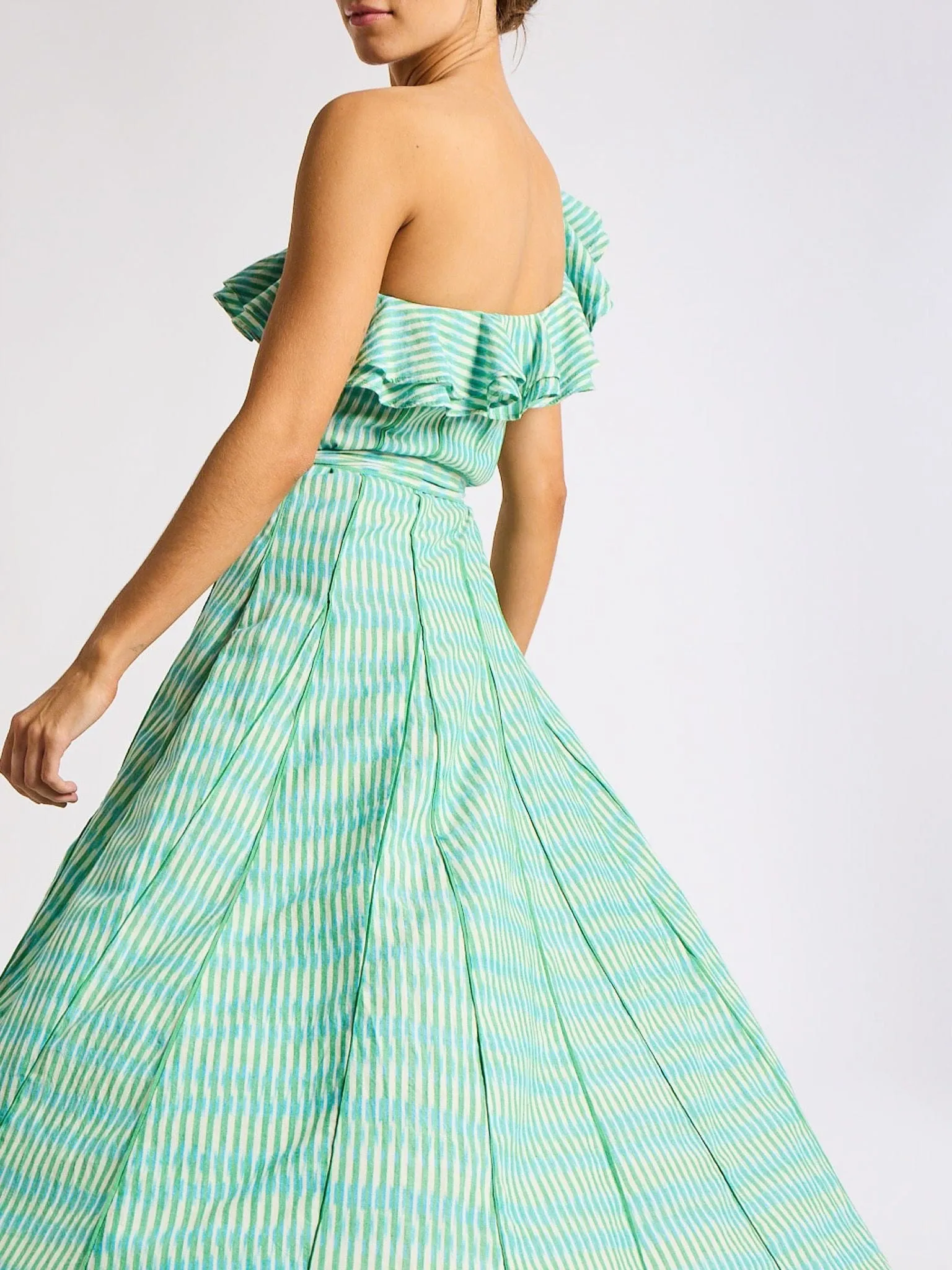 Yvonne Dress in Green & Blue Ikat sold by MILLE product image thumbnail 3