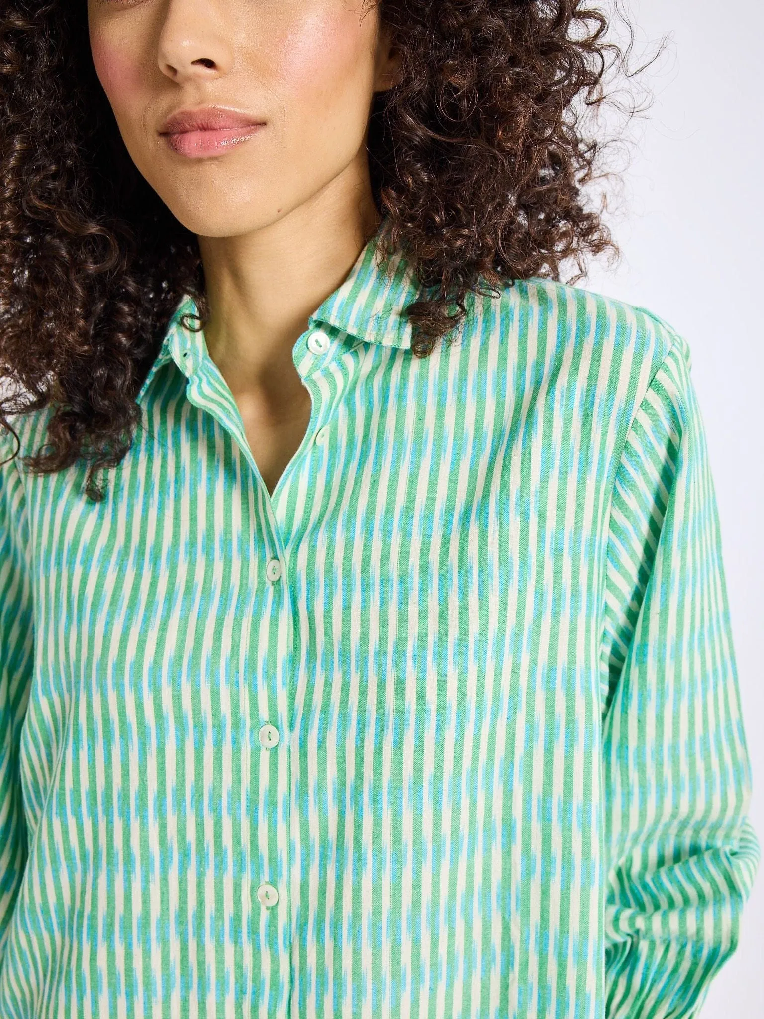 Holly Mini Dress in Green & Blue Ikat sold by MILLE product image thumbnail 5