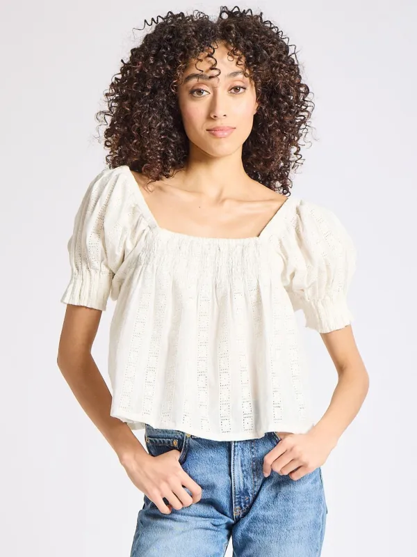 Caro Top in Ivory Eyelet sold by MILLE