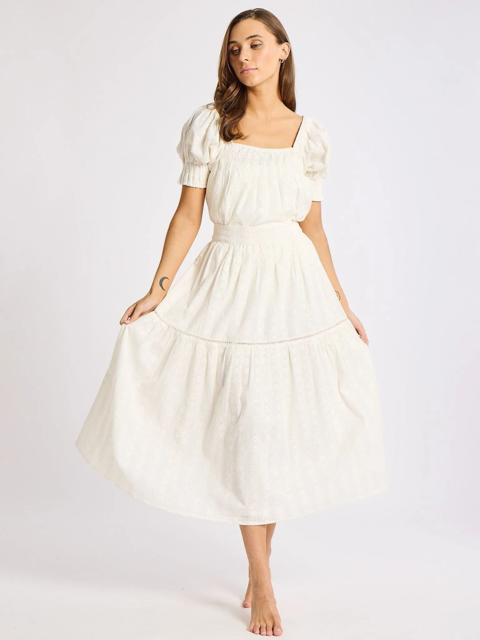 Betty Skirt in Ivory Eyelet sold by MILLE