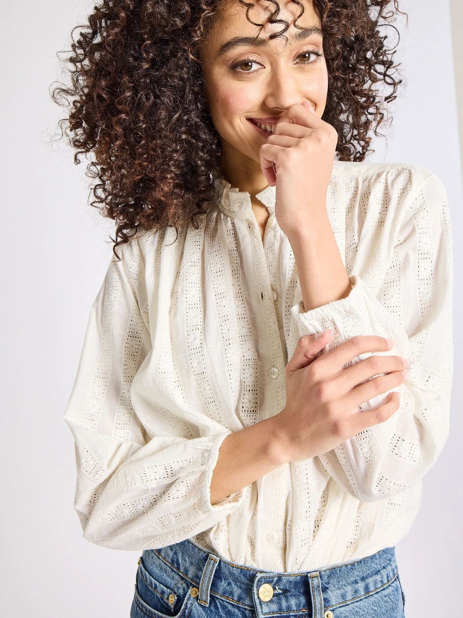 Francesca Top in Ivory Eyelet sold by MILLE product image thumbnail 4