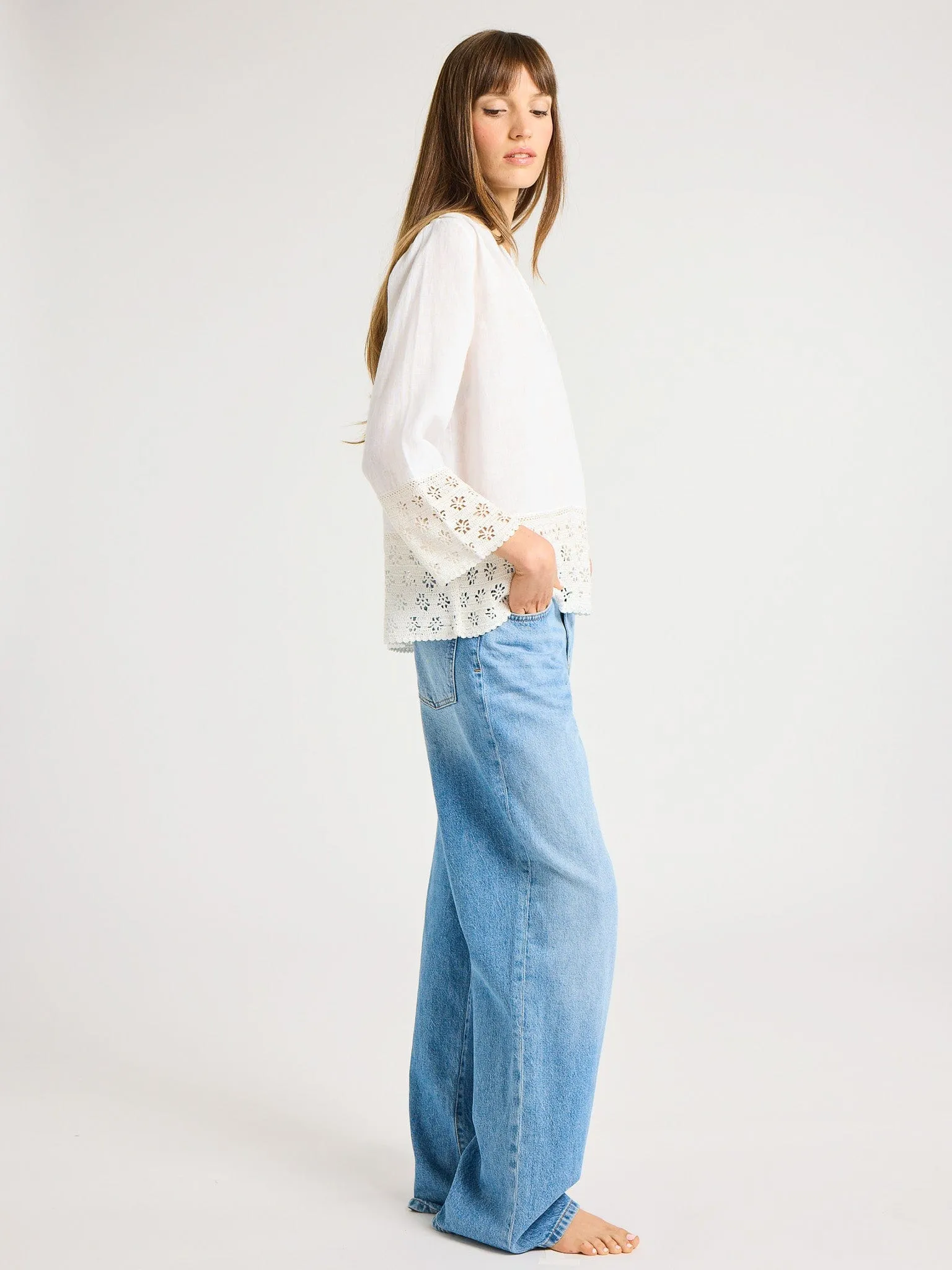 Elsie Top in White Linen sold by MILLE product image thumbnail 5