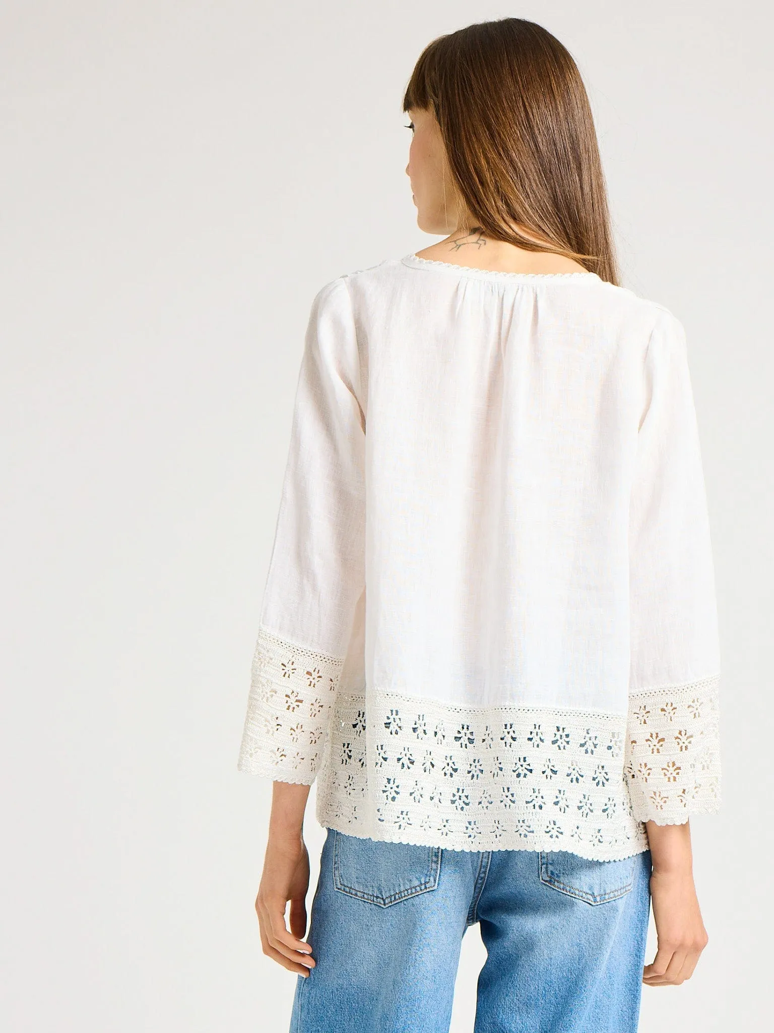Elsie Top in White Linen sold by MILLE product image thumbnail 3