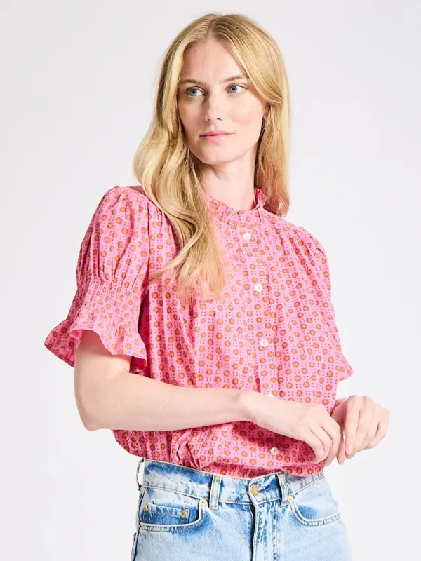 Marnie Top in Carmine Dot sold by MILLE