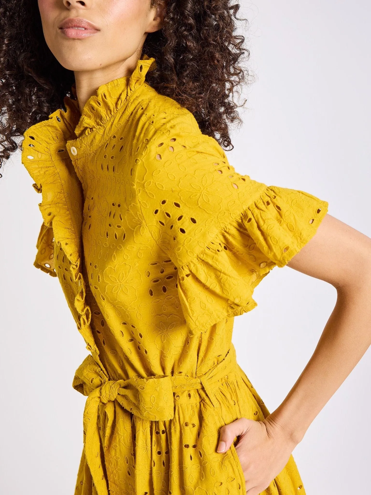 Victoria Dress in Marigold Eyelet sold by MILLE product image thumbnail 3