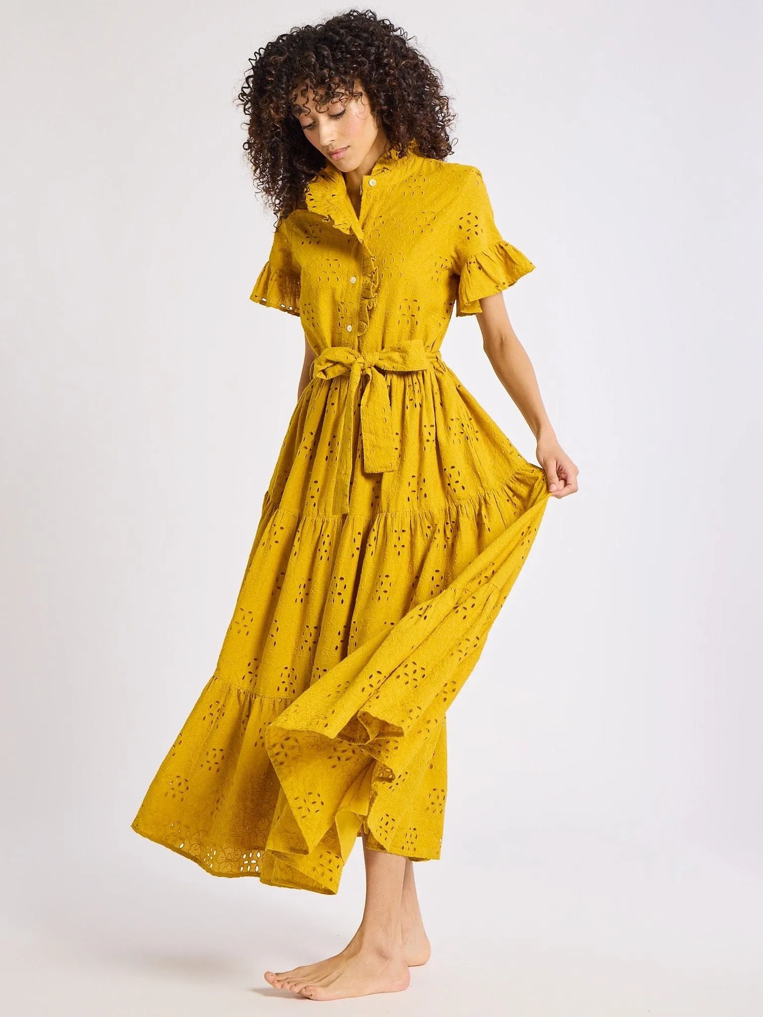 Victoria Dress in Marigold Eyelet sold by MILLE product image thumbnail 4