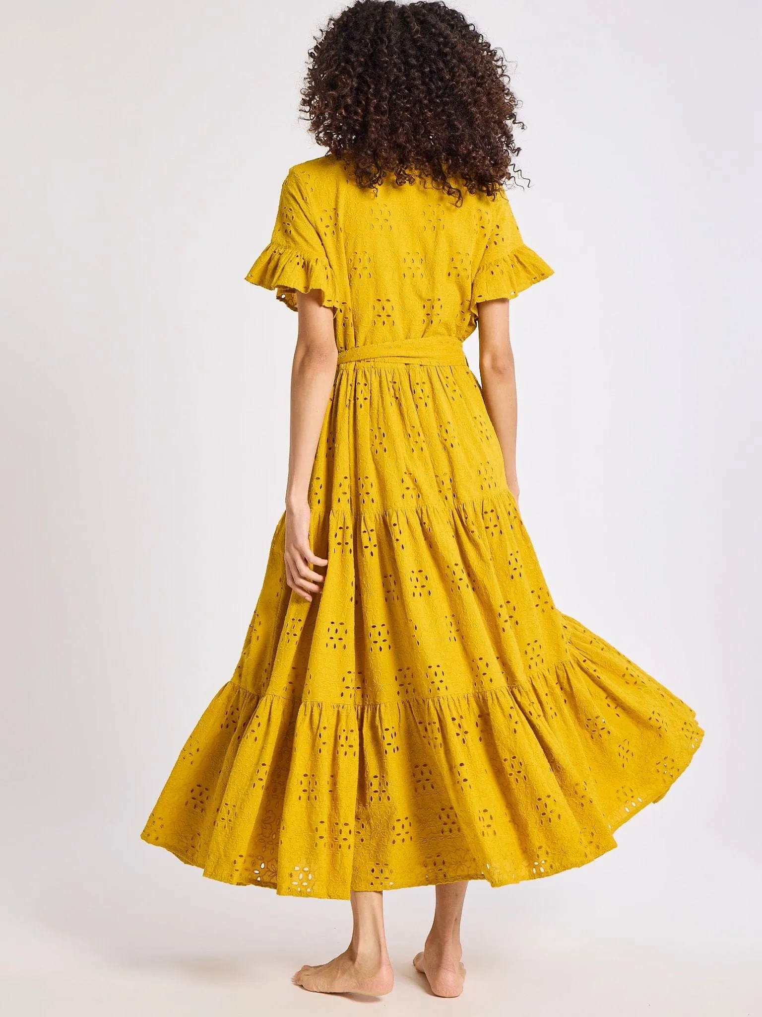 Victoria Dress in Marigold Eyelet sold by MILLE product image thumbnail 5