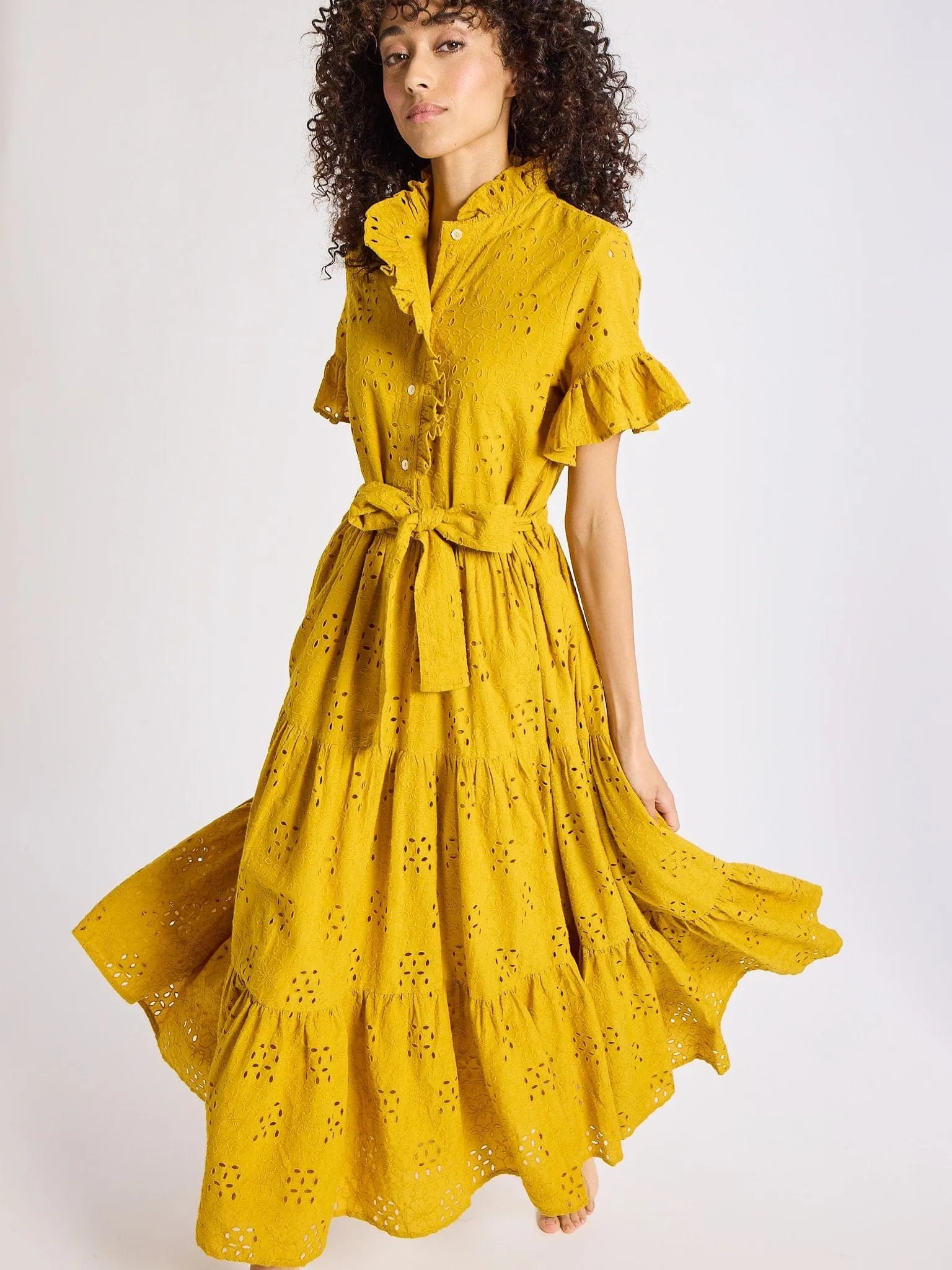 Victoria Dress in Marigold Eyelet sold by MILLE product image thumbnail 2