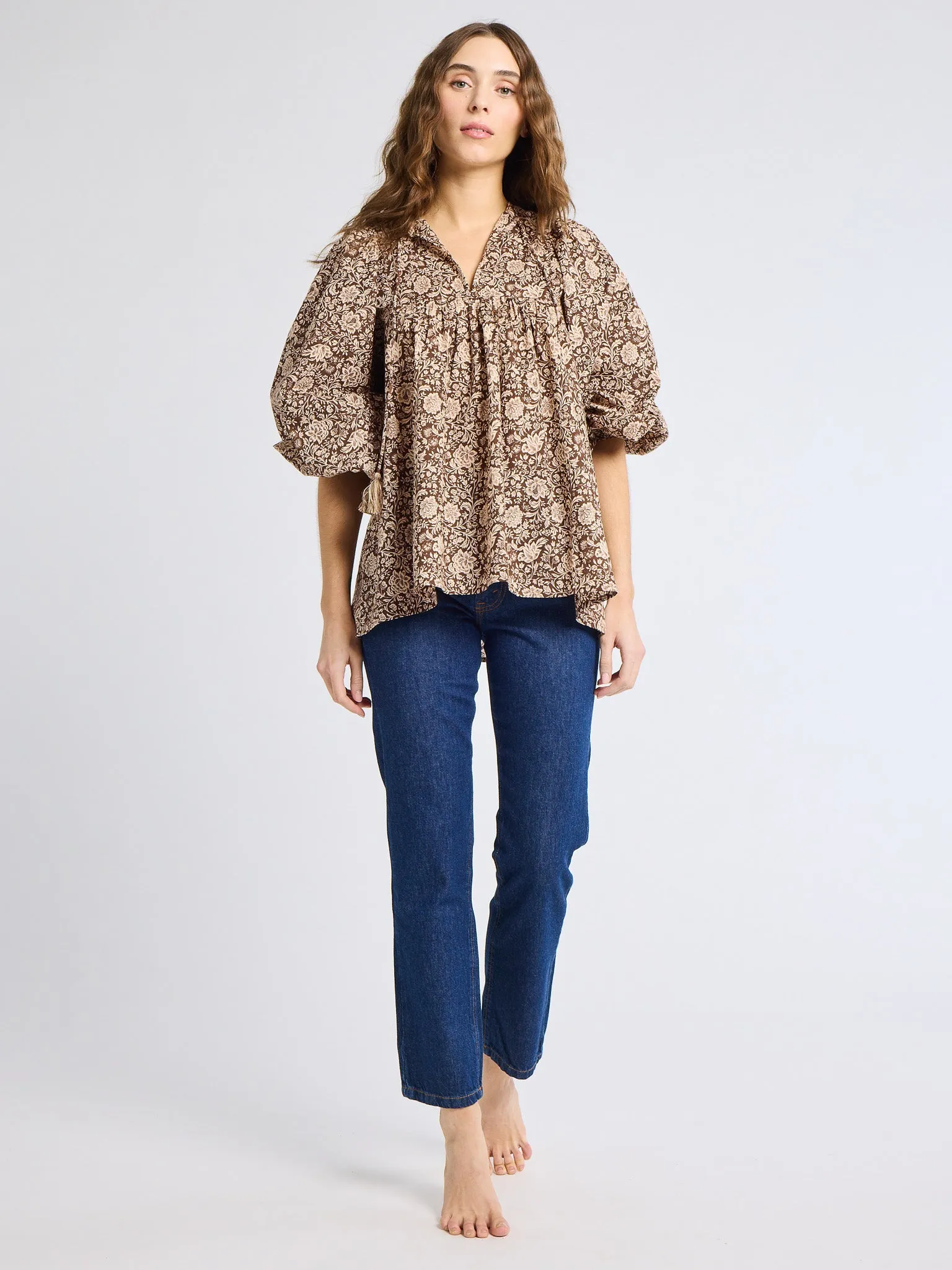 Charlie Top in Cocoa Floral sold by MILLE product image thumbnail 4