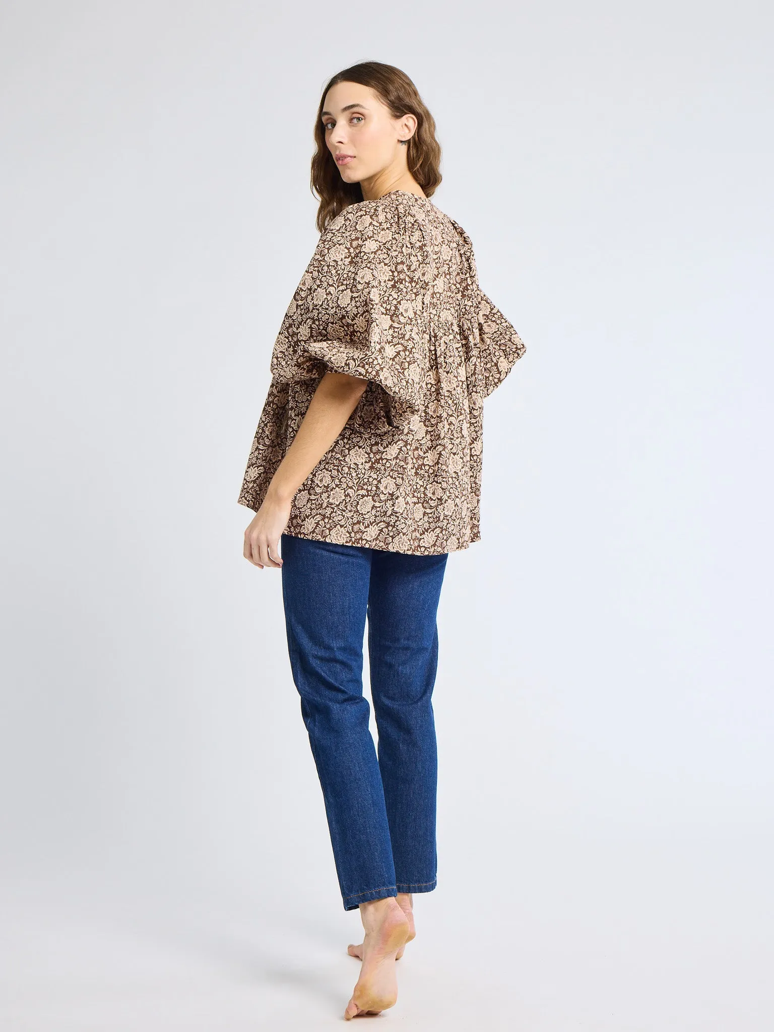 Charlie Top in Cocoa Floral sold by MILLE product image thumbnail 5