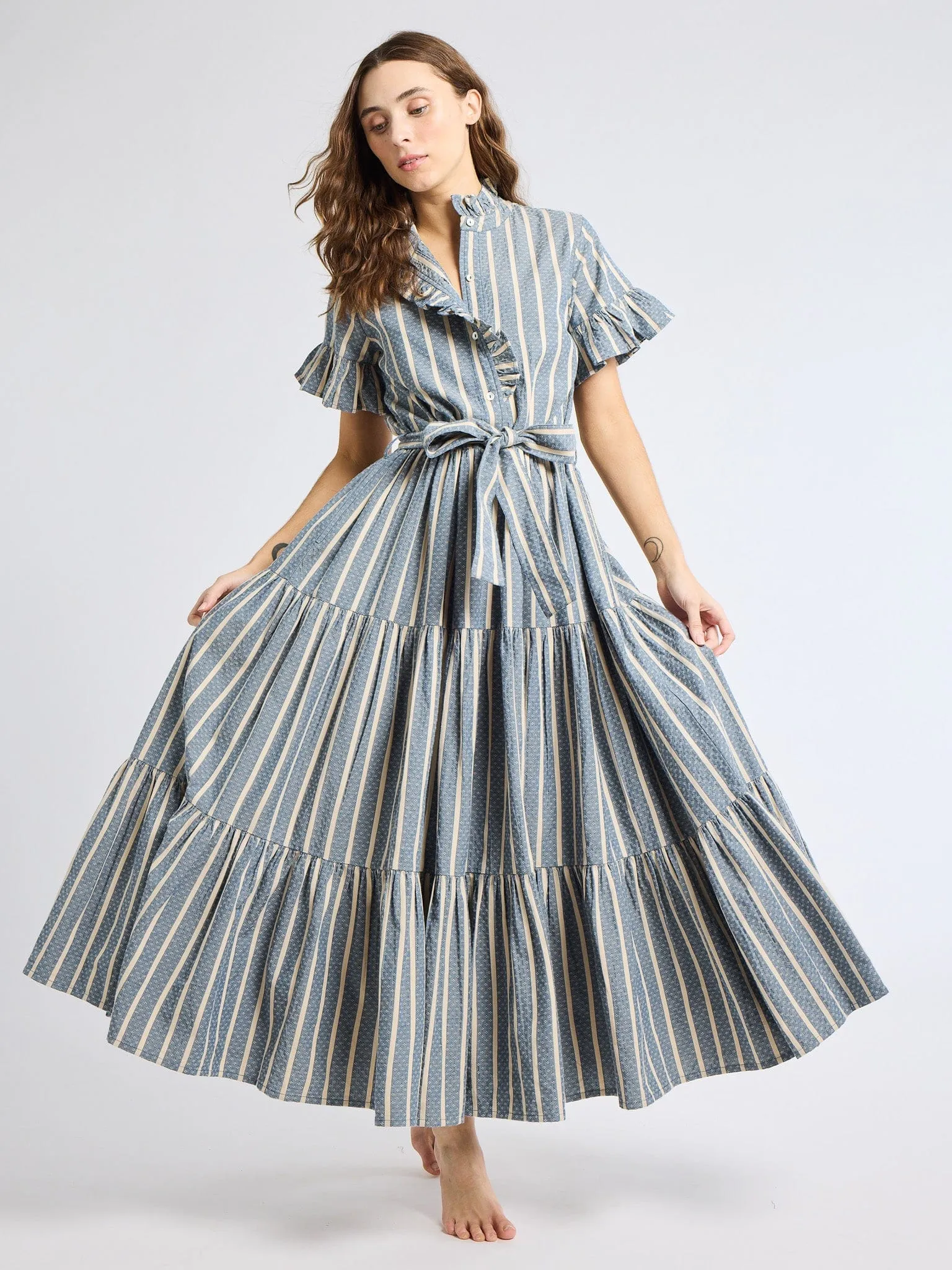 Victoria Dress in Chambray Stripe sold by MILLE product image thumbnail 3