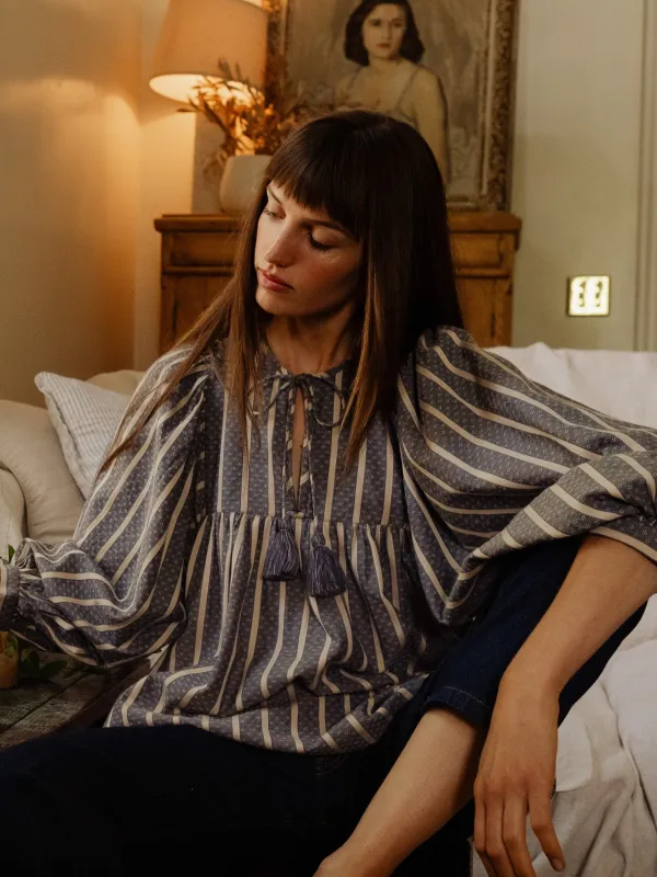 Charlie Top in Chambray Stripe sold by MILLE