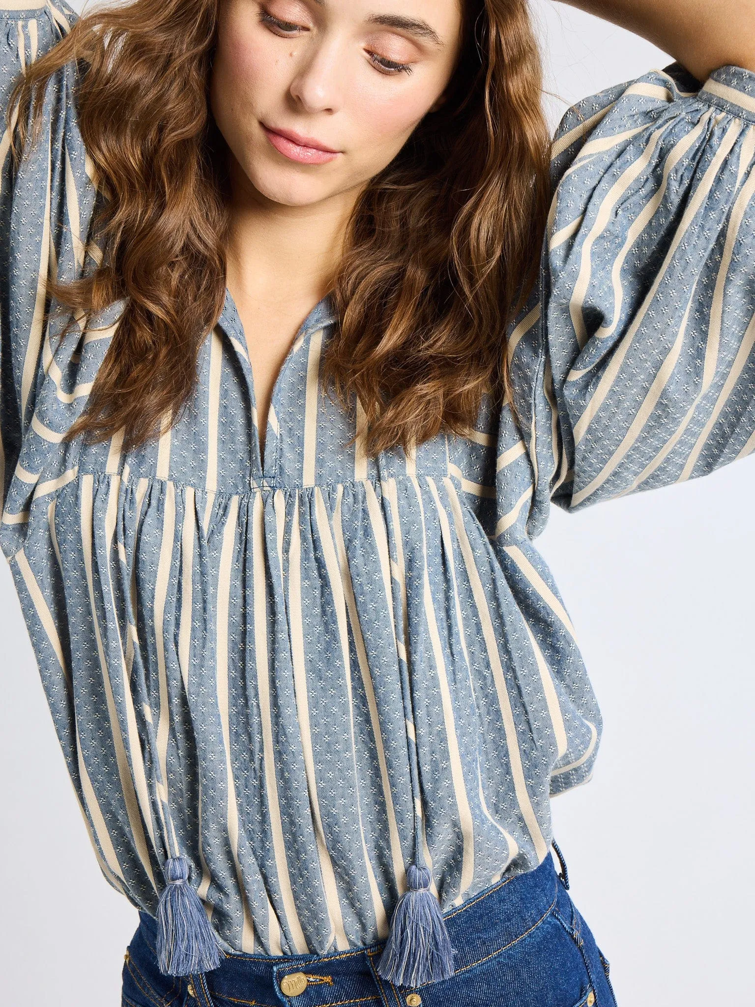 Charlie Top in Chambray Stripe sold by MILLE product image thumbnail 4