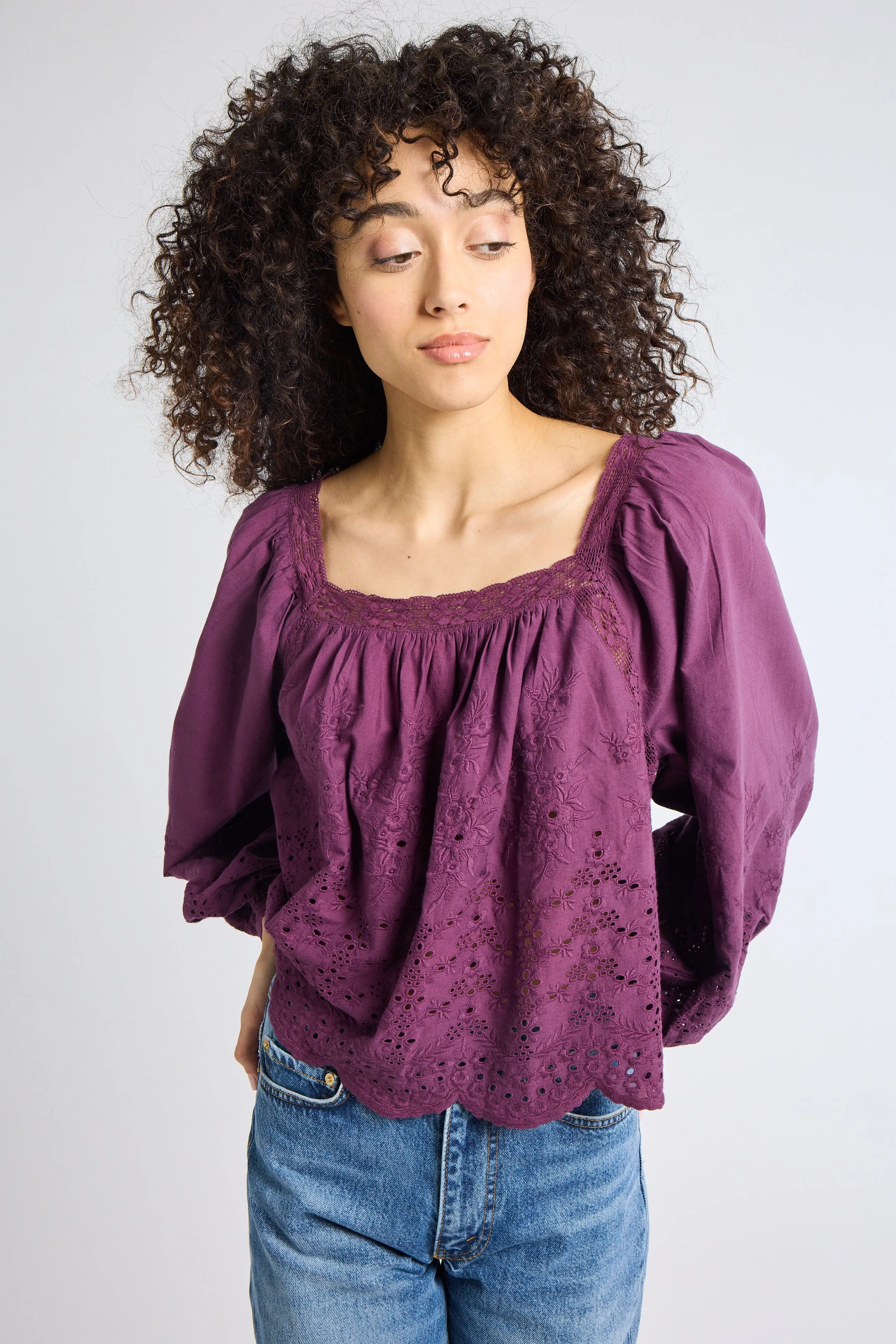 Maureen Top in Plum Eyelet sold by MILLE product image thumbnail 3