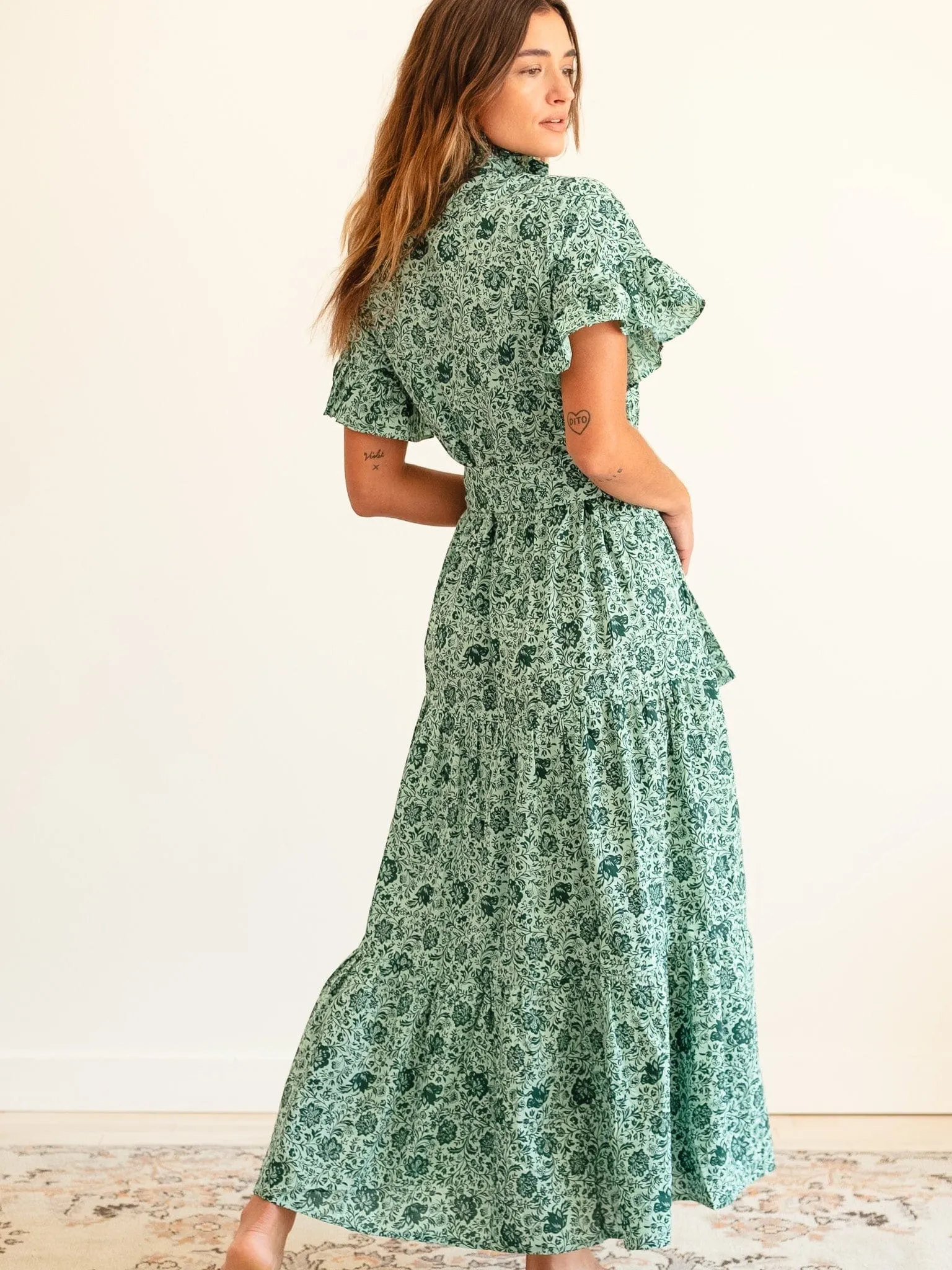 Victoria Dress in Jade Floral sold by MILLE product image thumbnail 4