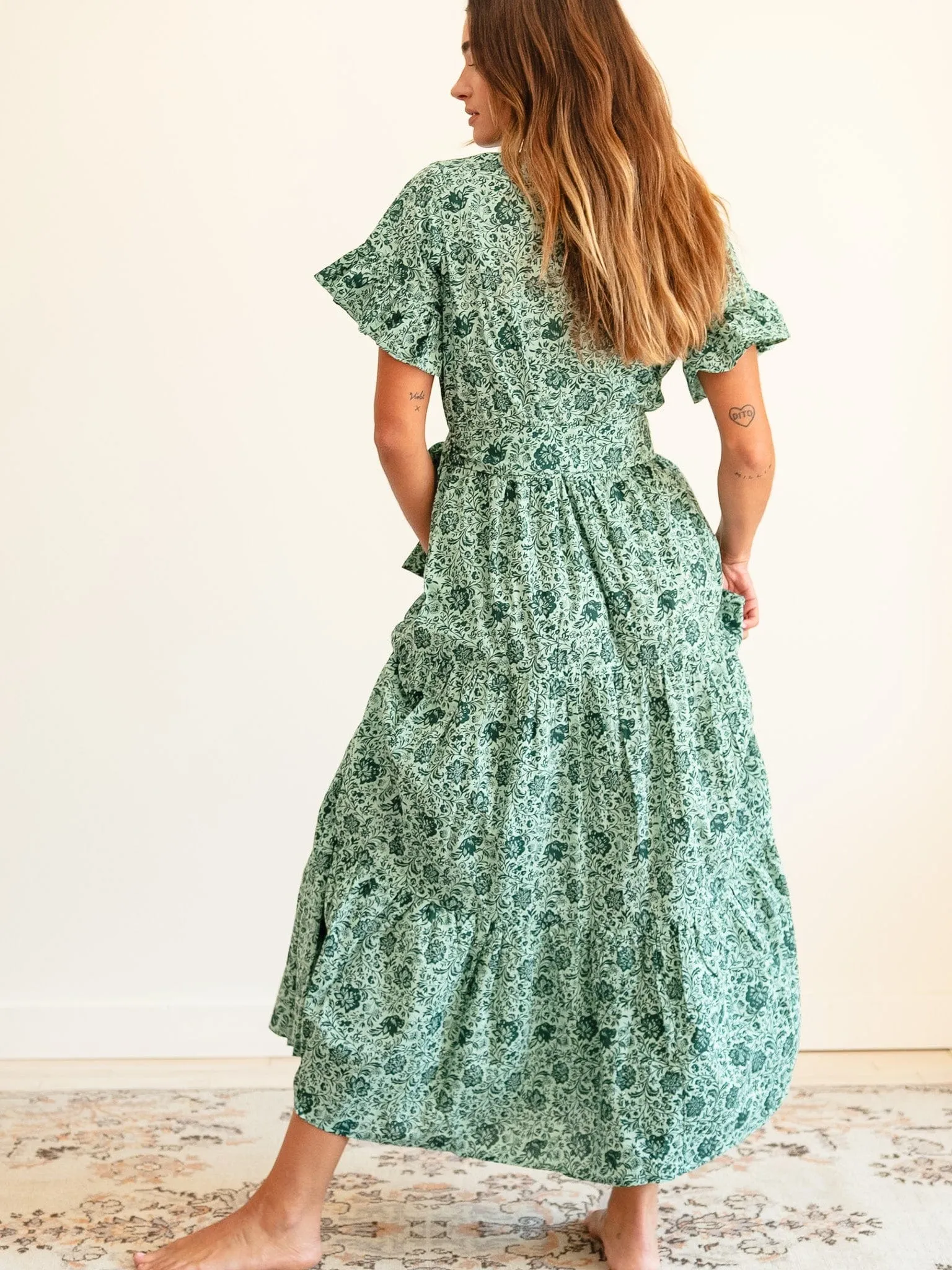 Victoria Dress in Jade Floral sold by MILLE product image thumbnail 5
