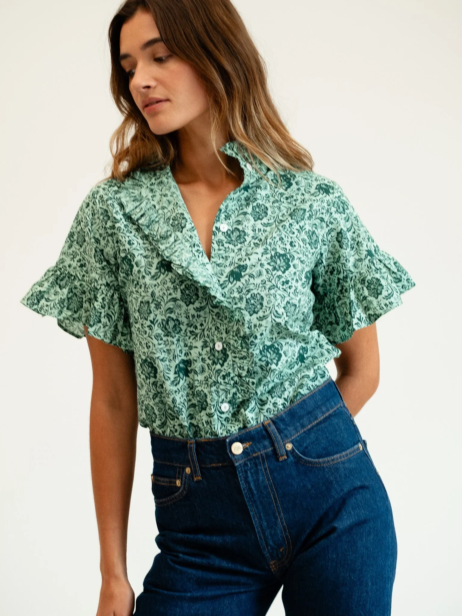 Vanessa Top in Jade Floral sold by MILLE product image thumbnail 5