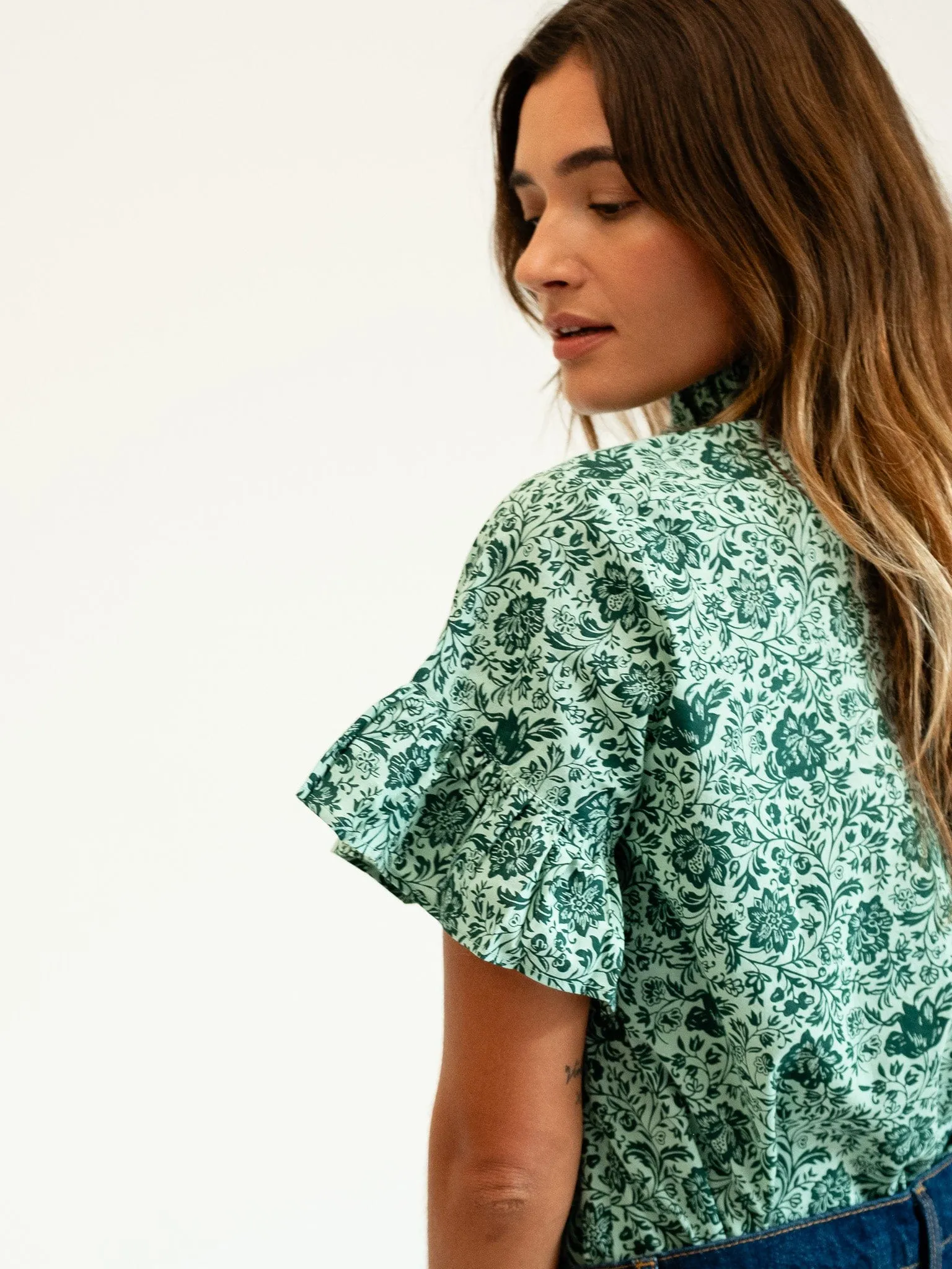 Vanessa Top in Jade Floral sold by MILLE product image thumbnail 3