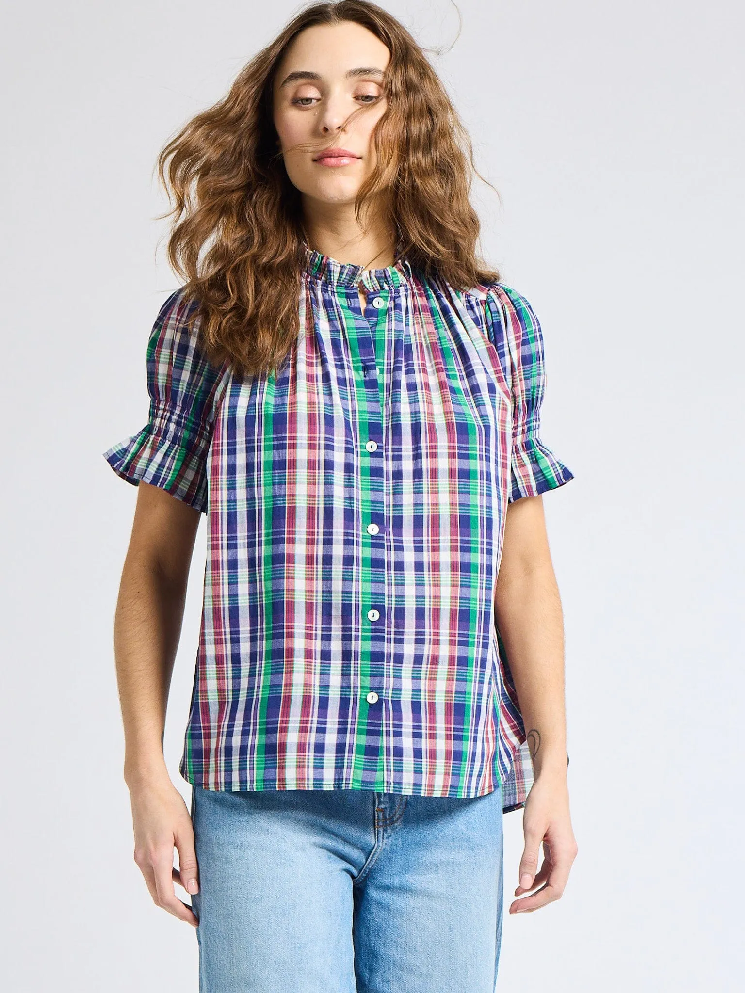 Marnie Top in Ivy Plaid sold by MILLE product image thumbnail 4