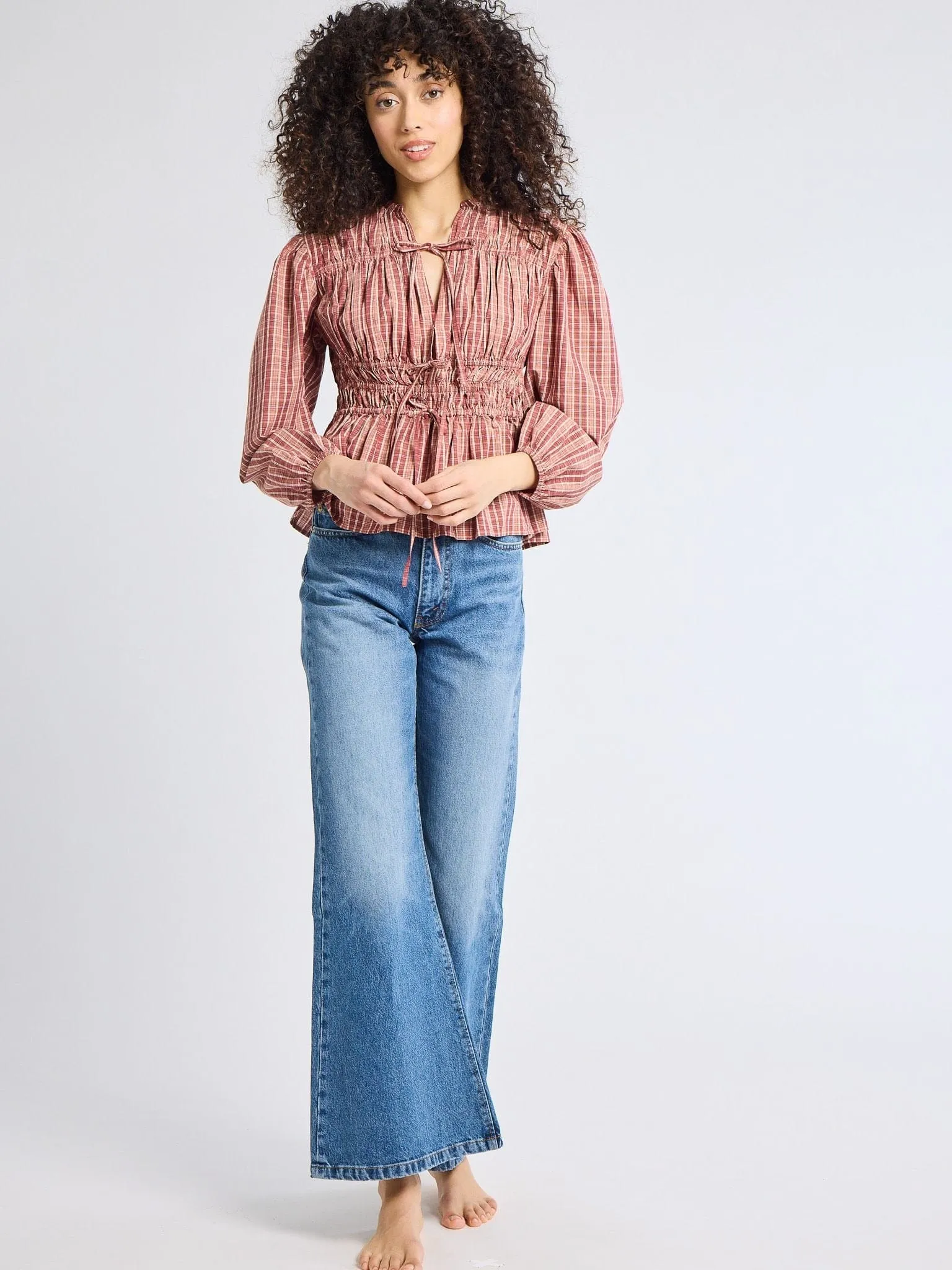 Ella Top in Rose Plaid sold by MILLE product image thumbnail 4