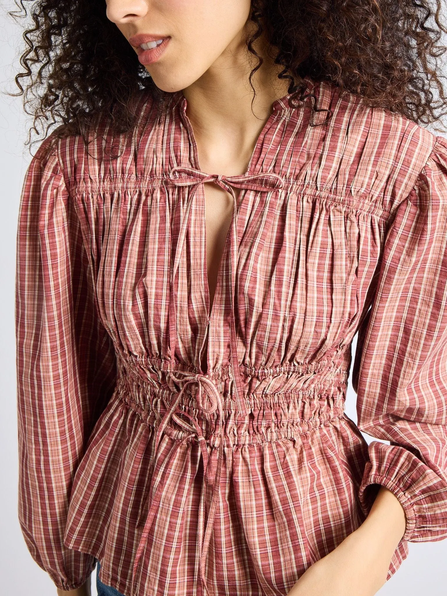 Ella Top in Rose Plaid sold by MILLE product image thumbnail 2