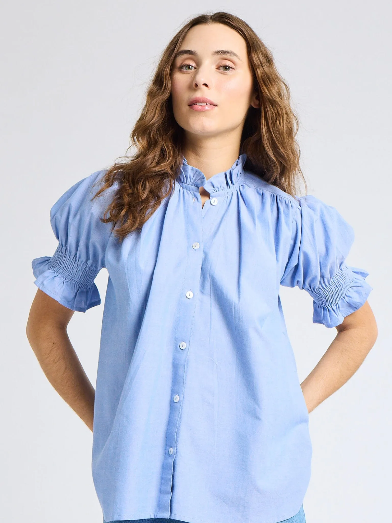 Marnie Top in Blue Oxford sold by MILLE product image thumbnail 3