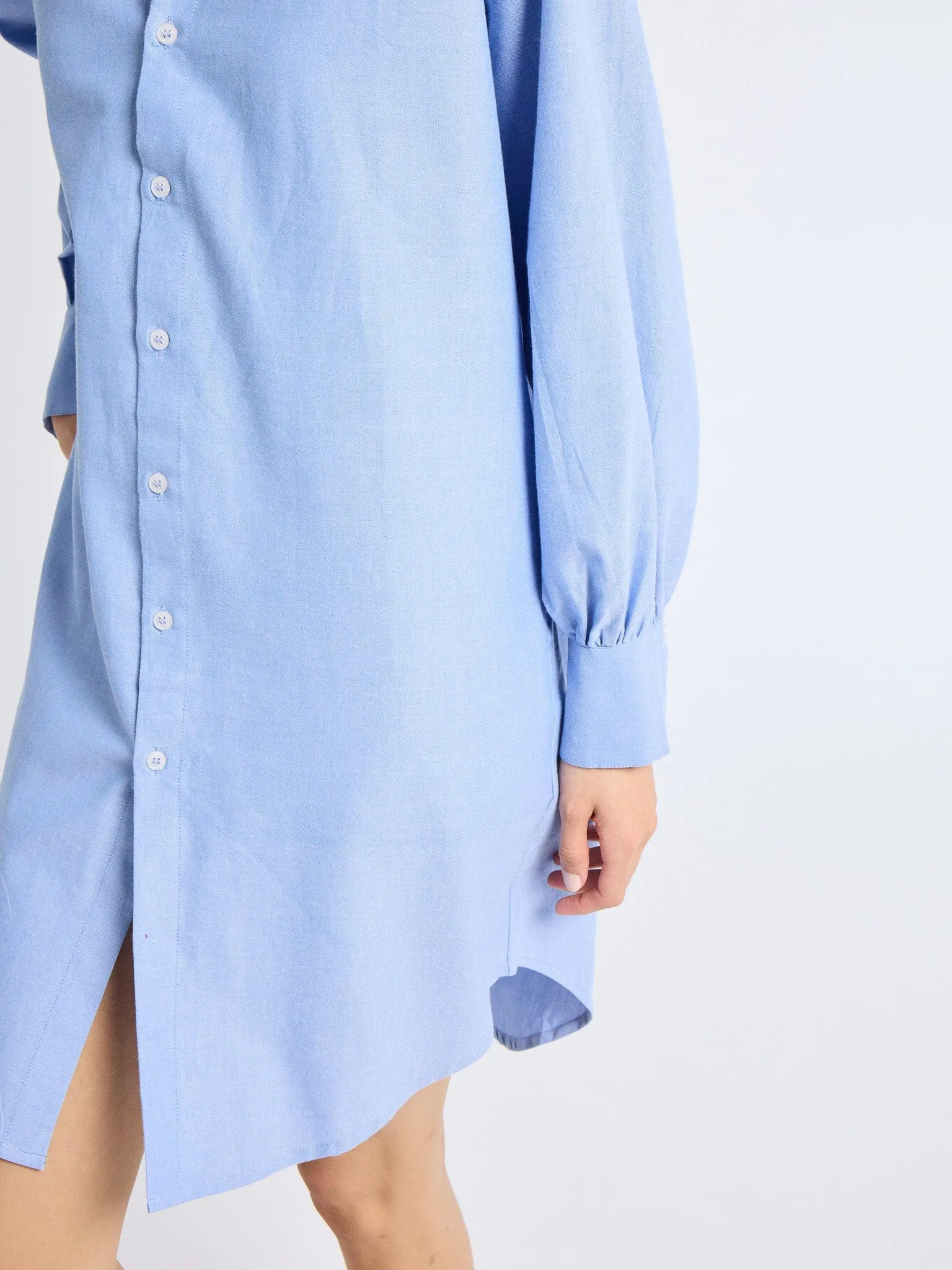 Holly Mini Dress in Blue Oxford sold by MILLE product image thumbnail 4