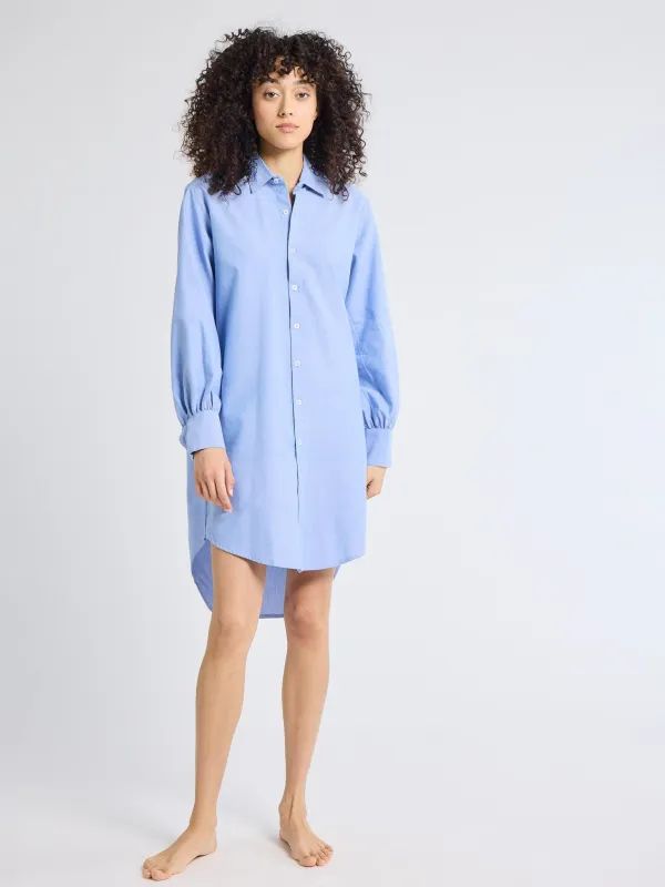 Holly Mini Dress in Blue Oxford made by MILLE