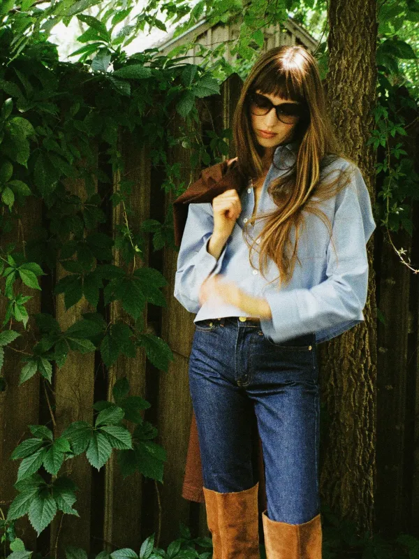 Gia Top in Blue Oxford sold by MILLE