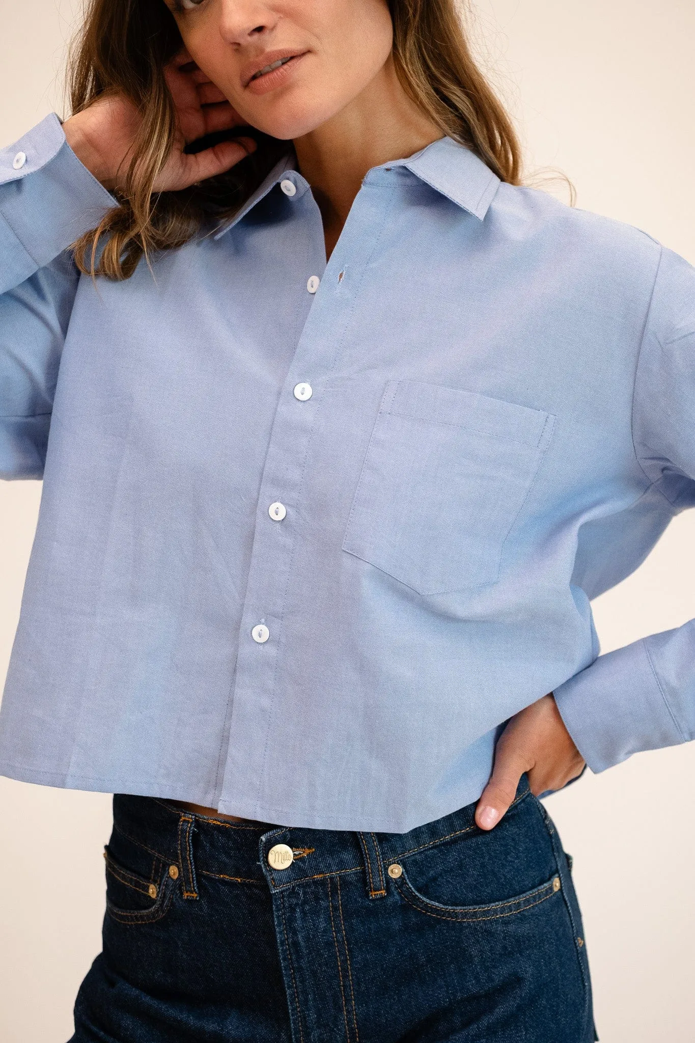 Gia Top in Blue Oxford sold by MILLE product image thumbnail 5