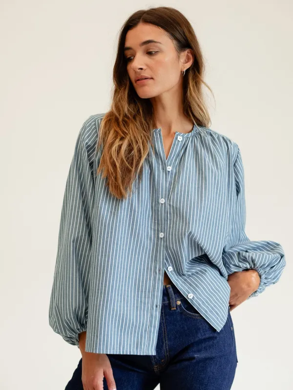 Cecily Top in Forest Stripe sold by MILLE