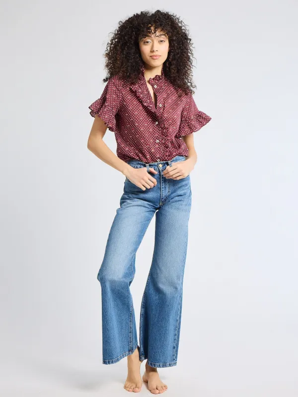 Vanessa Top in Burgundy Foulard sold by MILLE