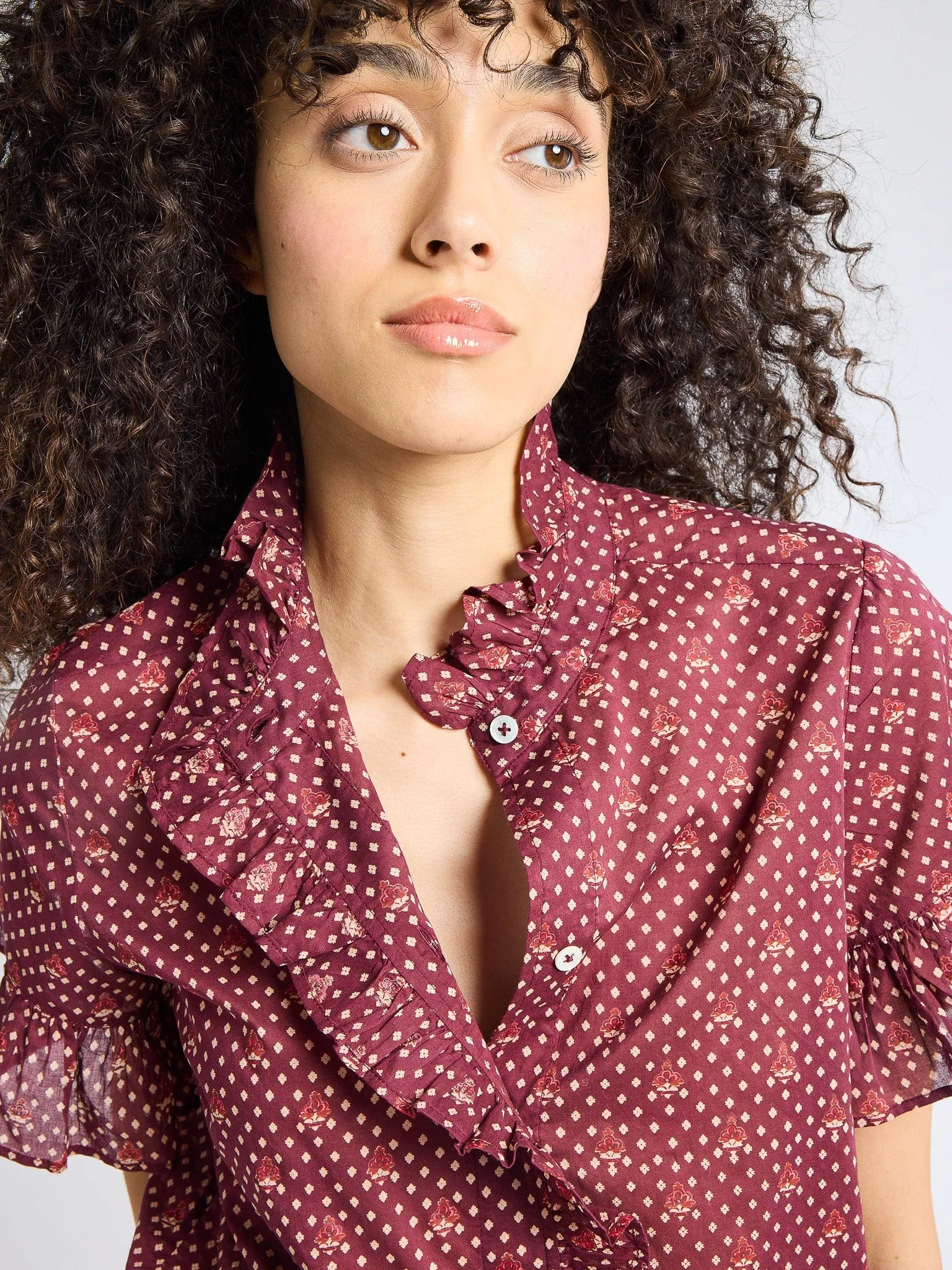 Vanessa Top in Burgundy Foulard sold by MILLE product image thumbnail 5