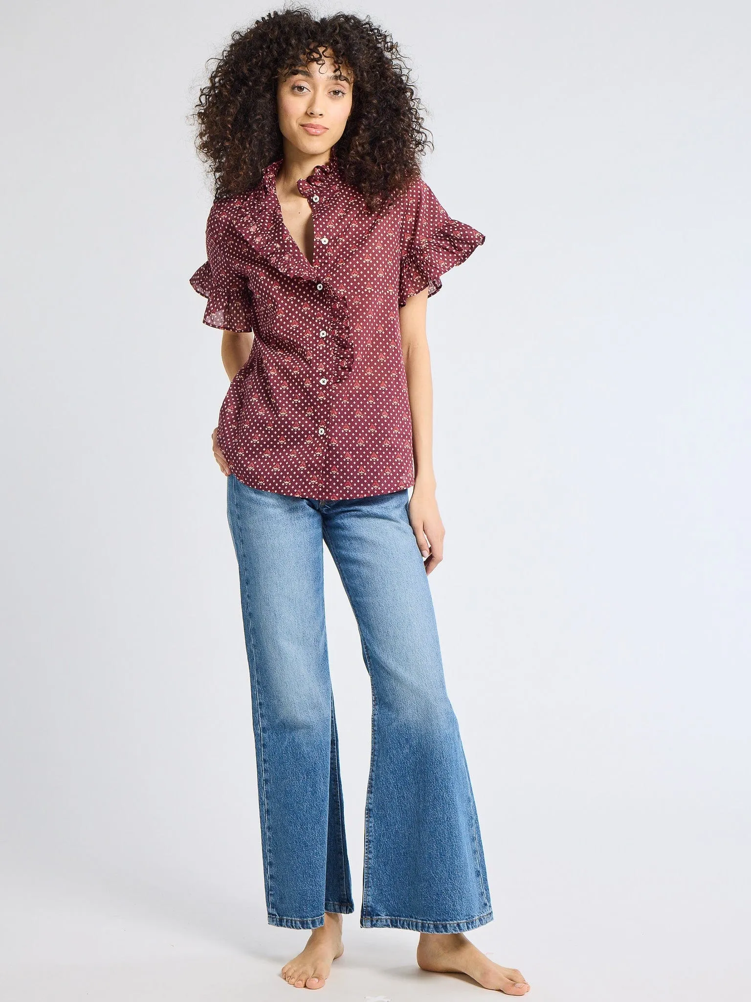 Vanessa Top in Burgundy Foulard sold by MILLE product image thumbnail 3