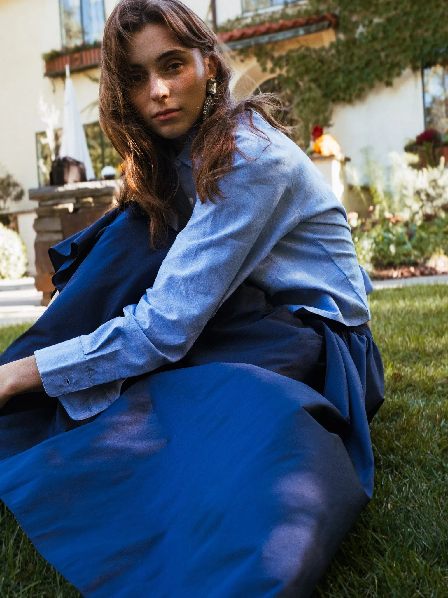 Ayla Skirt in Navy Taffeta sold by MILLE