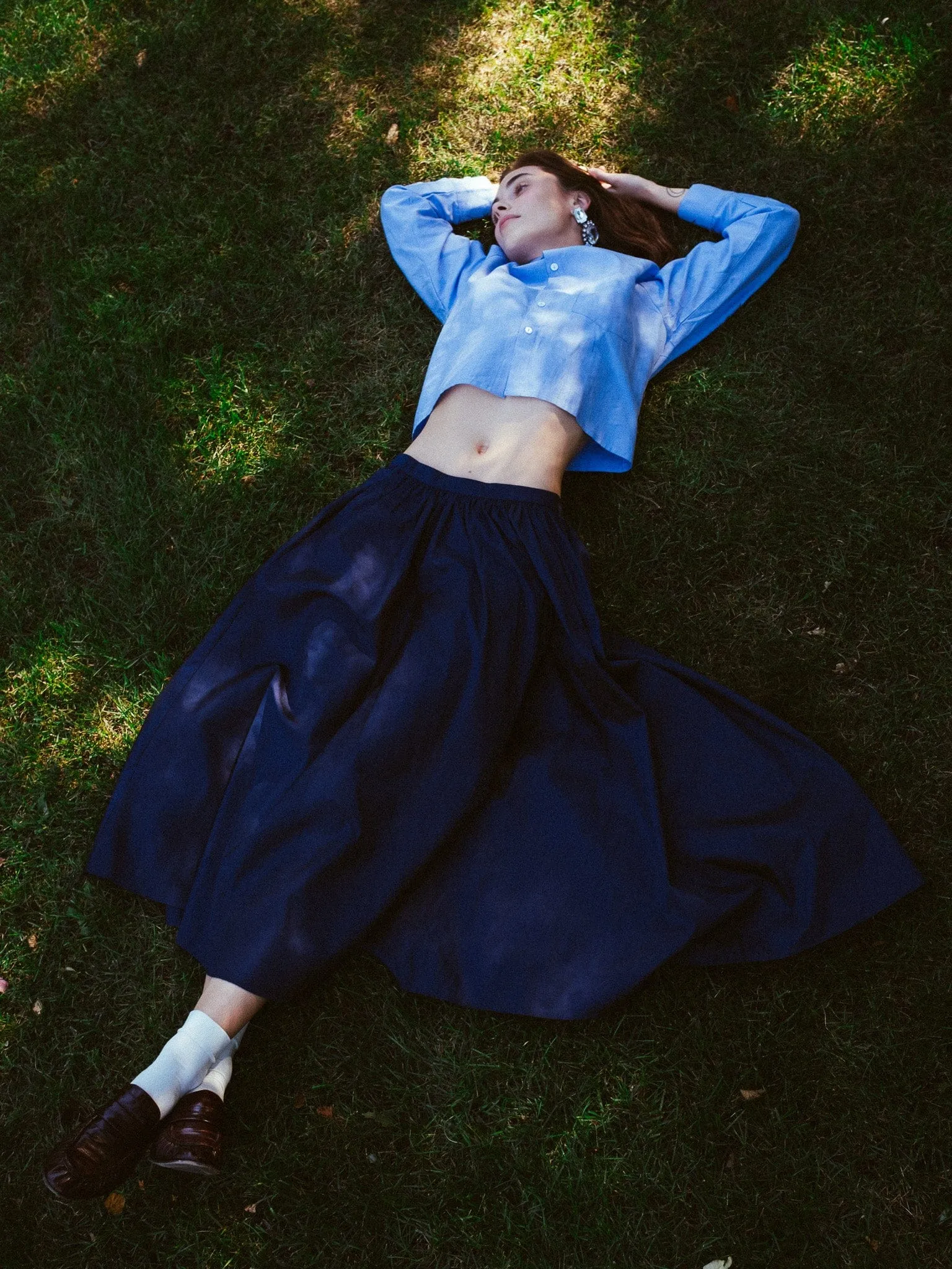 Ayla Skirt in Navy Taffeta sold by MILLE product image thumbnail 2