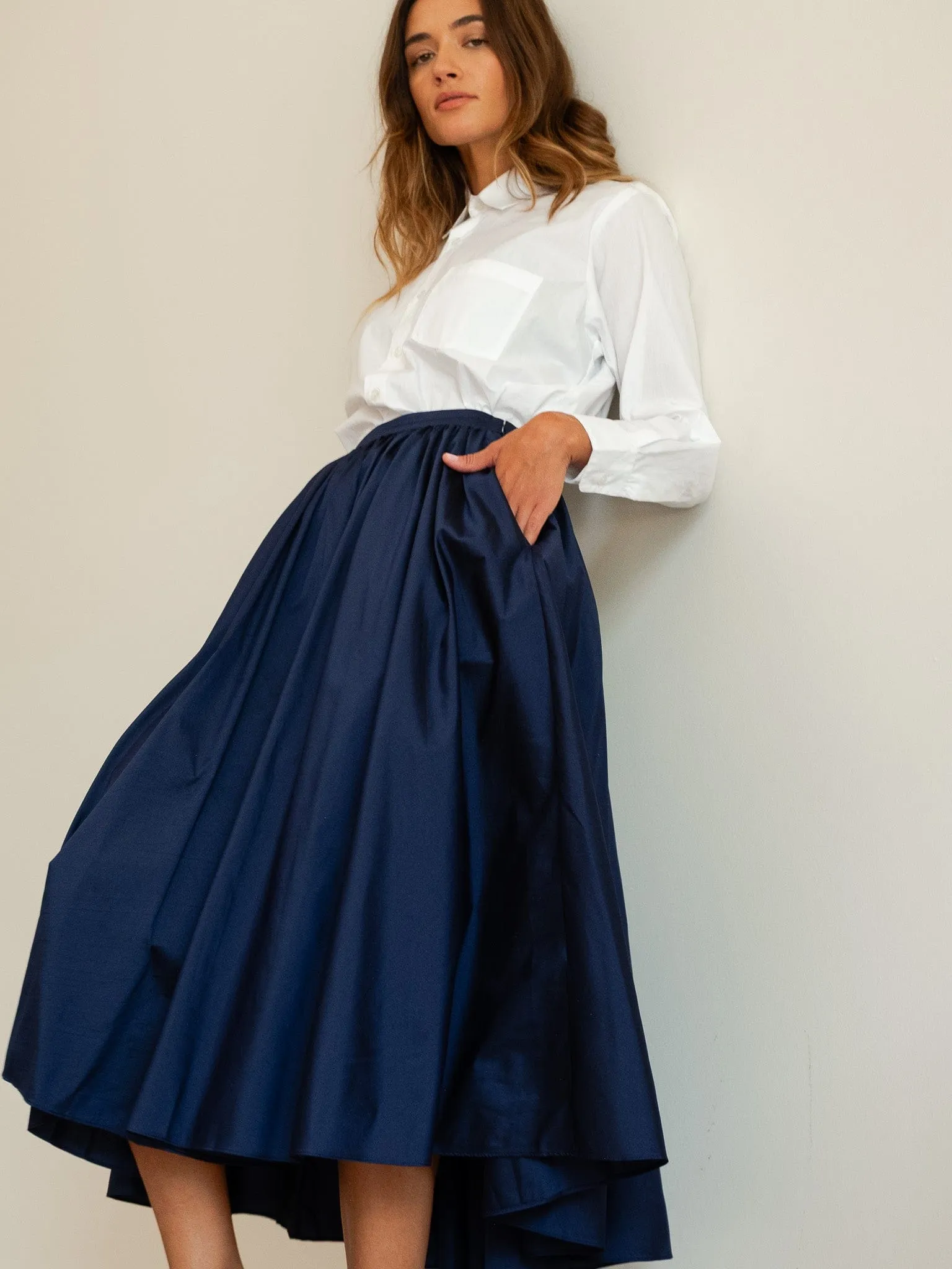 Ayla Skirt in Navy Taffeta sold by MILLE product image thumbnail 3