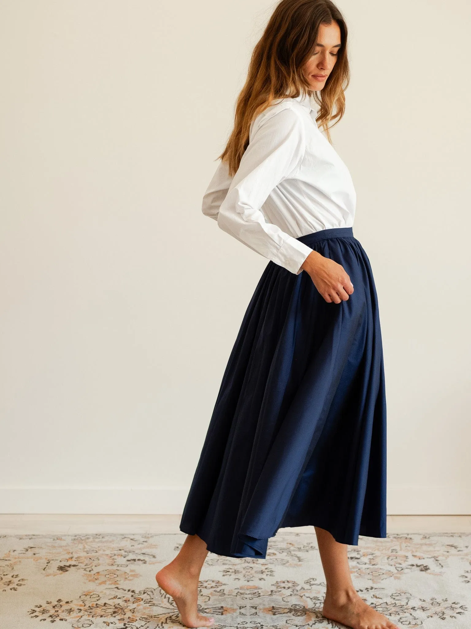Ayla Skirt in Navy Taffeta sold by MILLE product image thumbnail 4