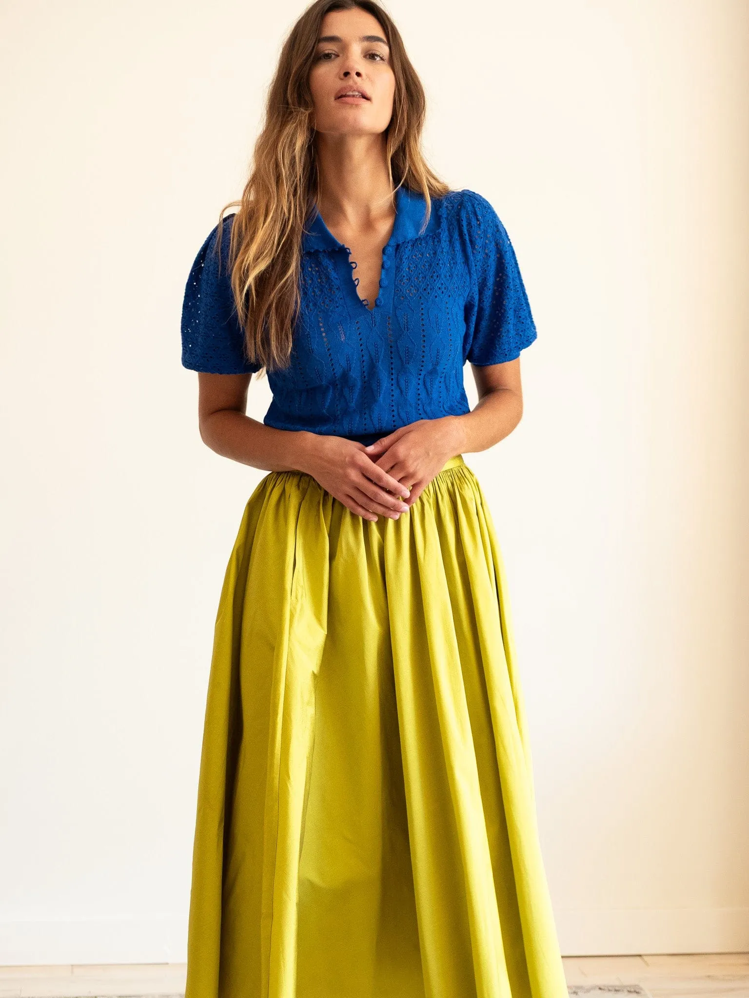 Ayla Skirt in Chartreuse Taffeta sold by MILLE product image thumbnail 5