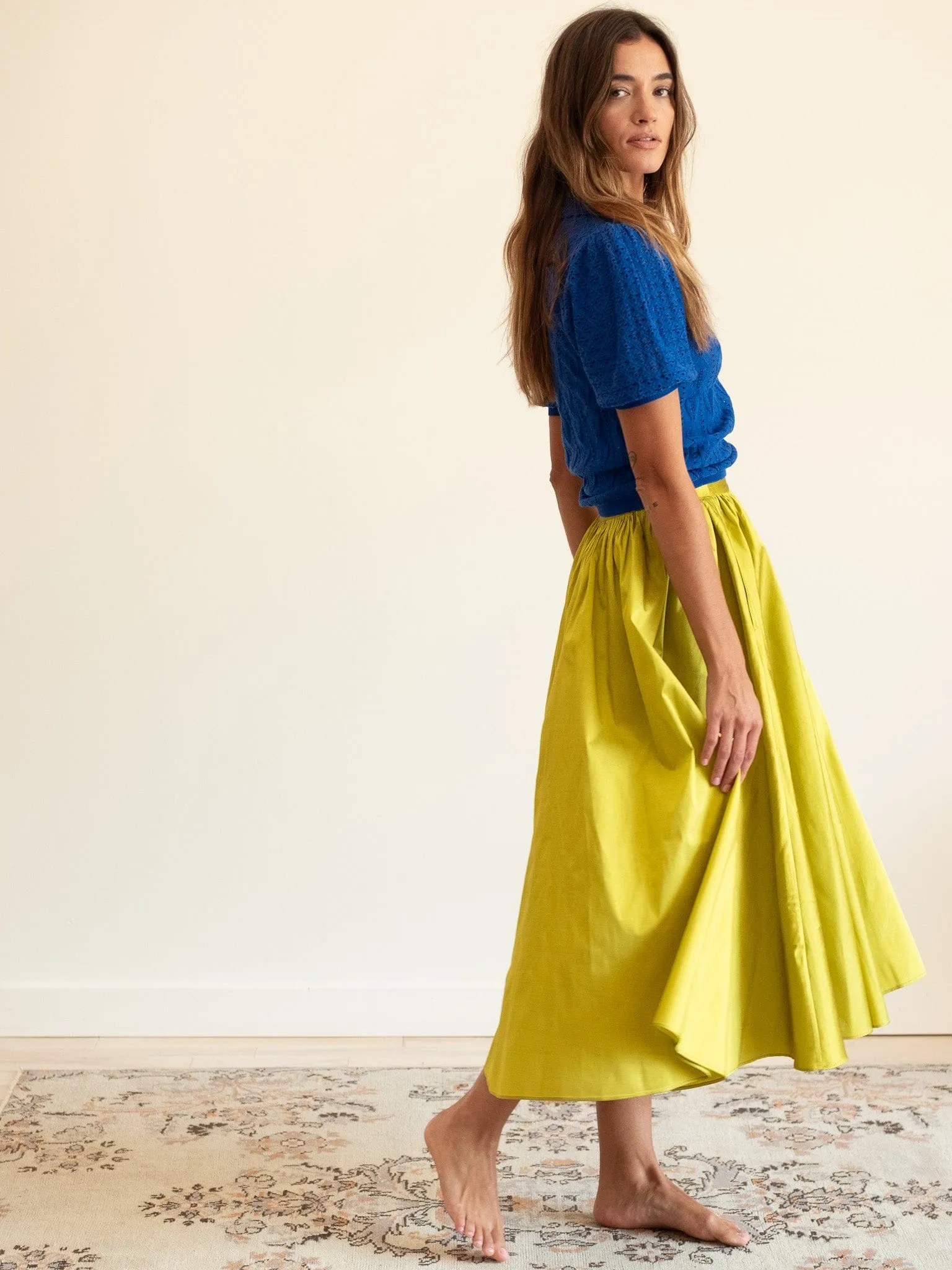 Ayla Skirt in Chartreuse Taffeta sold by MILLE product image thumbnail 2