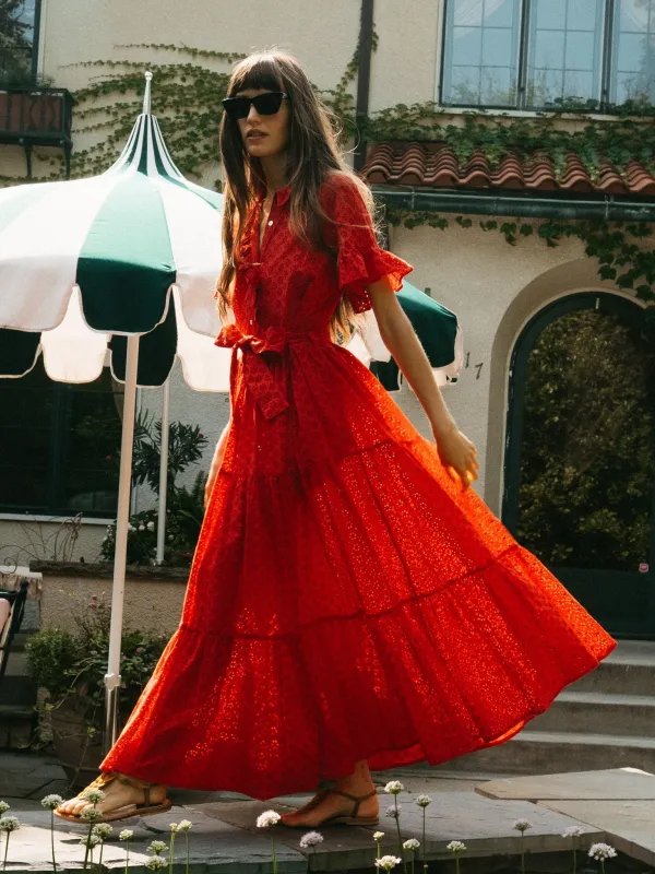 Victoria Dress in Scarlet Eyelet sold by MILLE