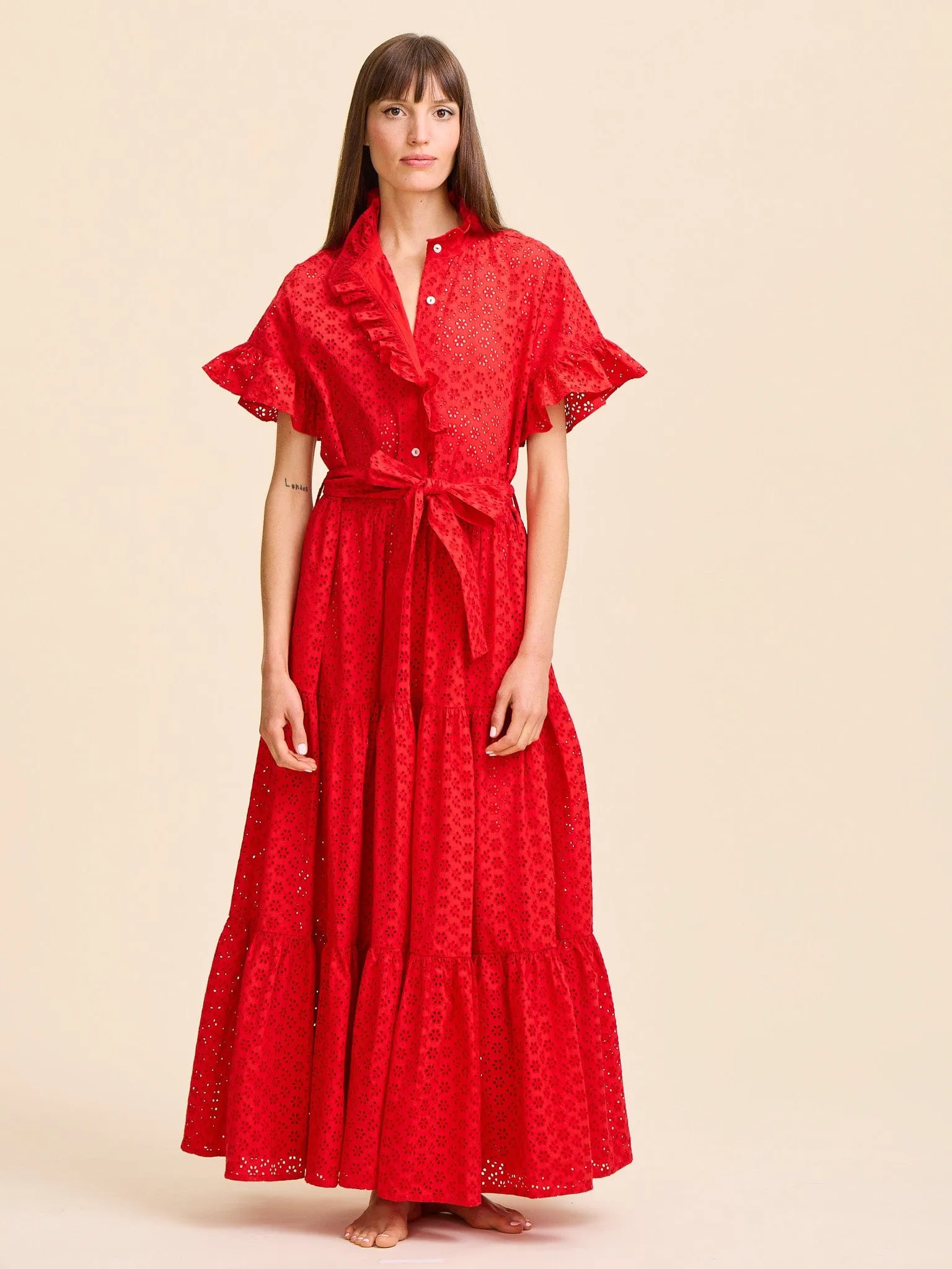 Victoria Dress in Scarlet Eyelet sold by MILLE product image thumbnail 4