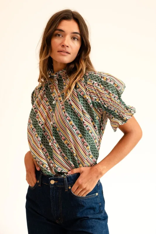 Marnie Top in Rose Stripe made by MILLE