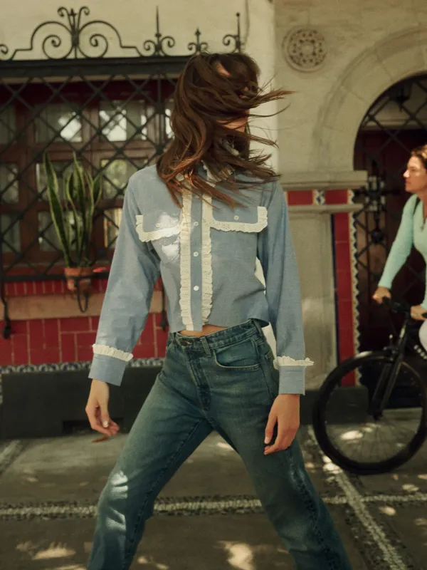 Irene Top in Chambray & Lace made by MILLE