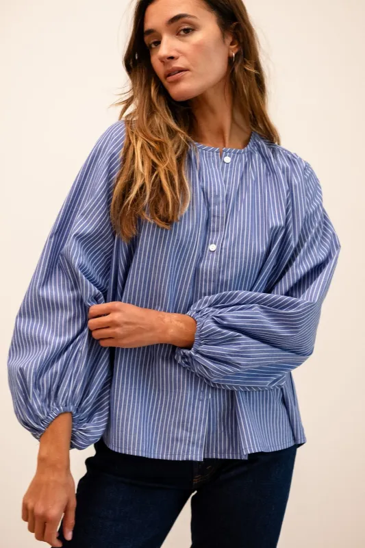 Cecily Top in Harbor Stripe made by MILLE