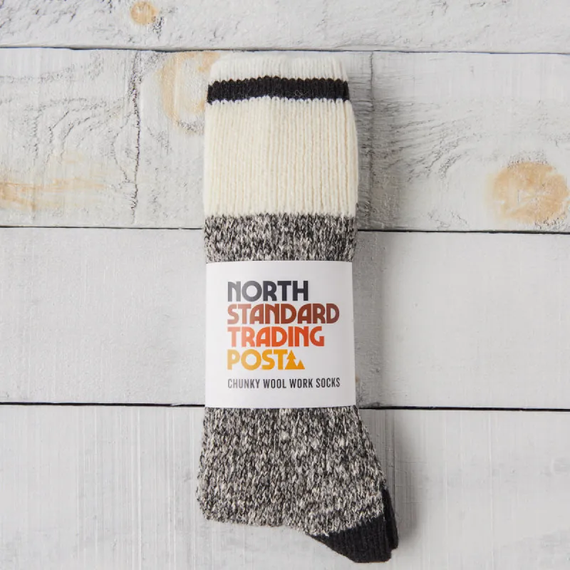 Chunky Wool Work Sock - Charcoal with Black Stripe sold by North Standard Trading Post
