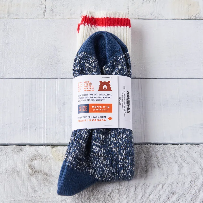 Chunky Wool Work Sock - Navy with Red Stripe sold by North Standard Trading Post product image thumbnail 2