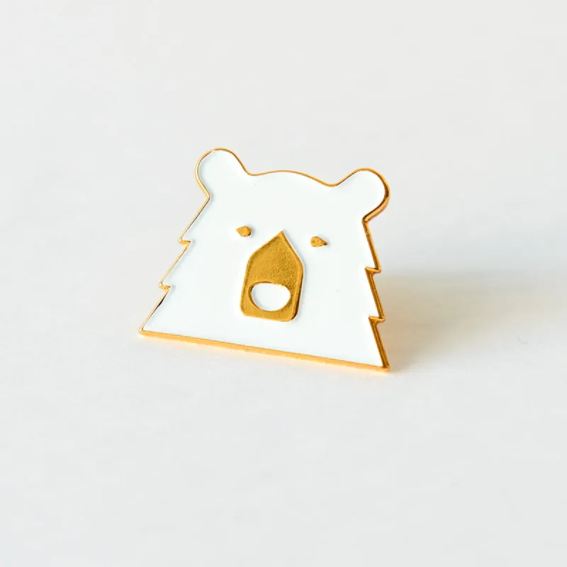 Enamel Pin - White/Gold Bear sold by North Standard Trading Post