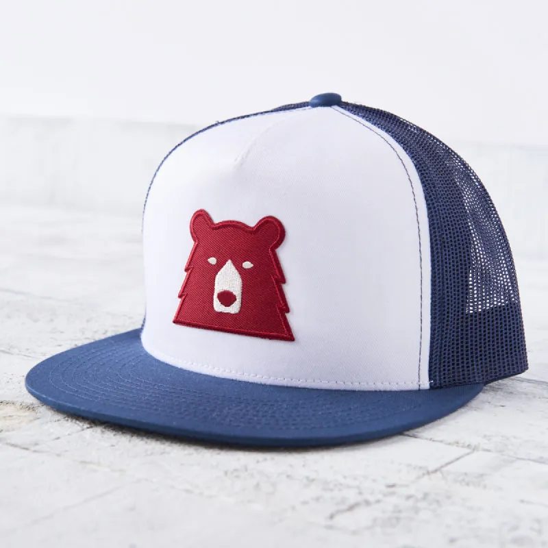 Mesh Poplin Hat - Navy/White with Red Bear sold by North Standard Trading Post